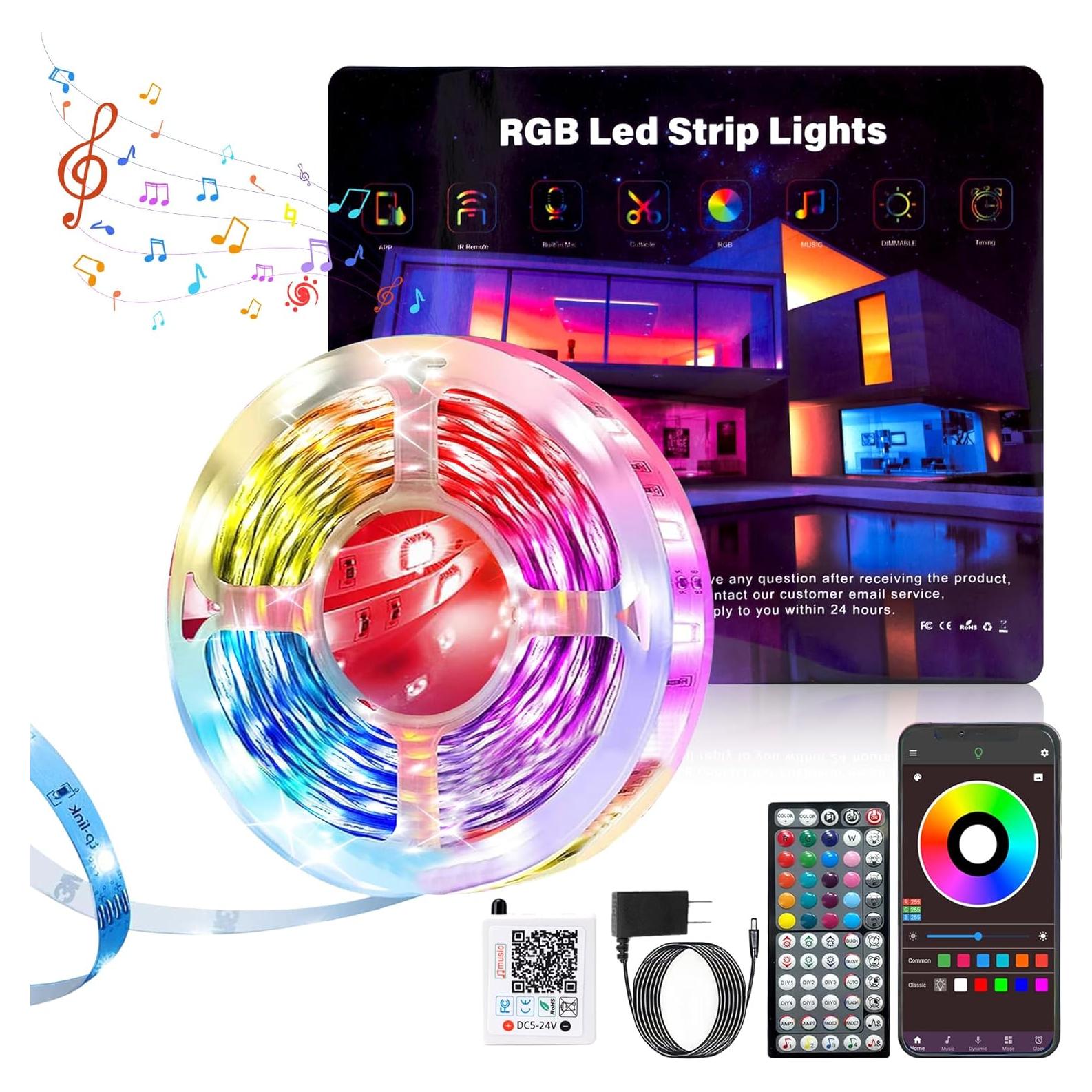 Tira LED RGB 15.24 m NBBUFF con control remoto y APP