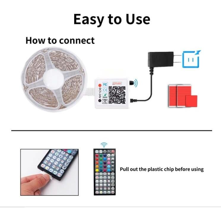 Tira LED RGB 15.24 m NBBUFF con control remoto y APP