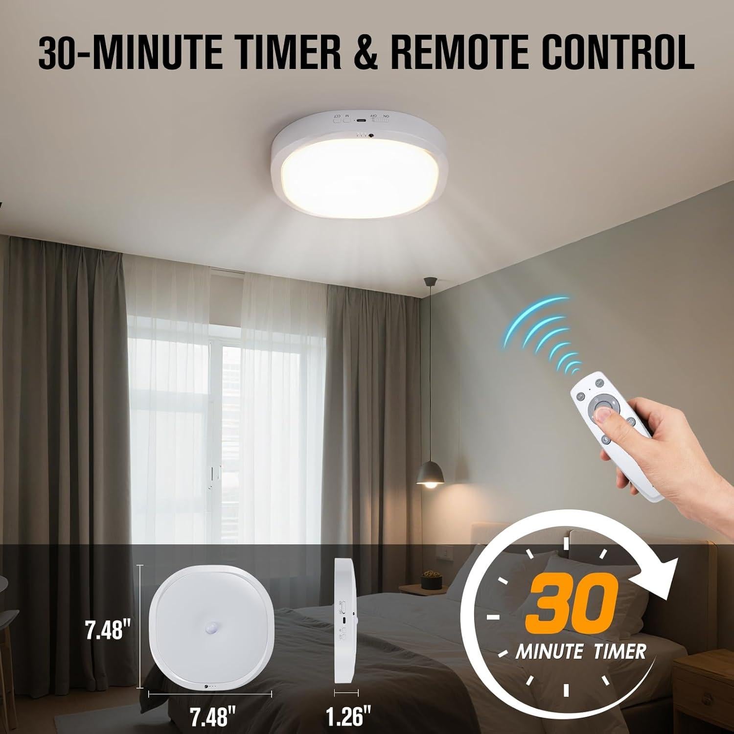 Luz de Techo Recargable RIRIBEN CL06 con Sensor de Movimiento