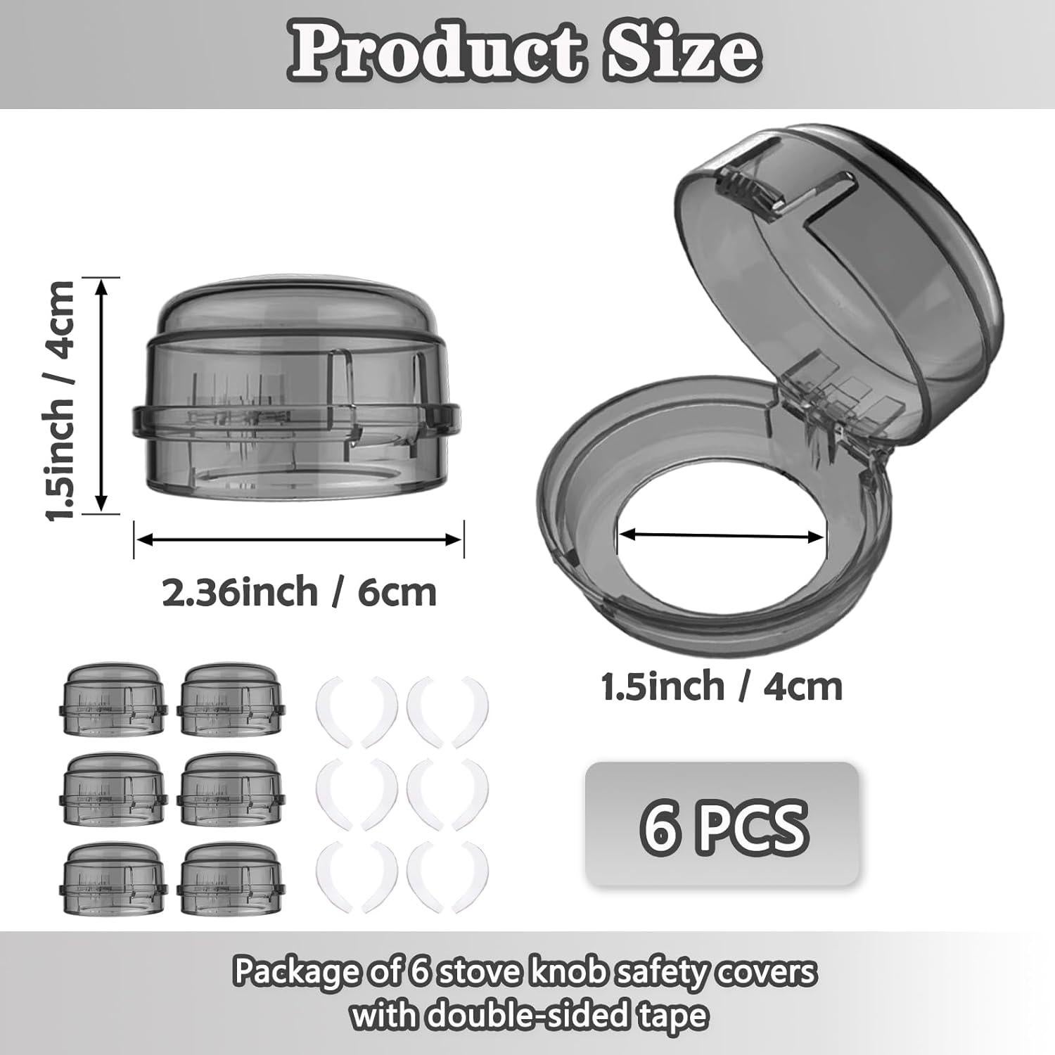 Cubiertas de Seguridad para Perillas de Estufa - 6 Piezas Negro