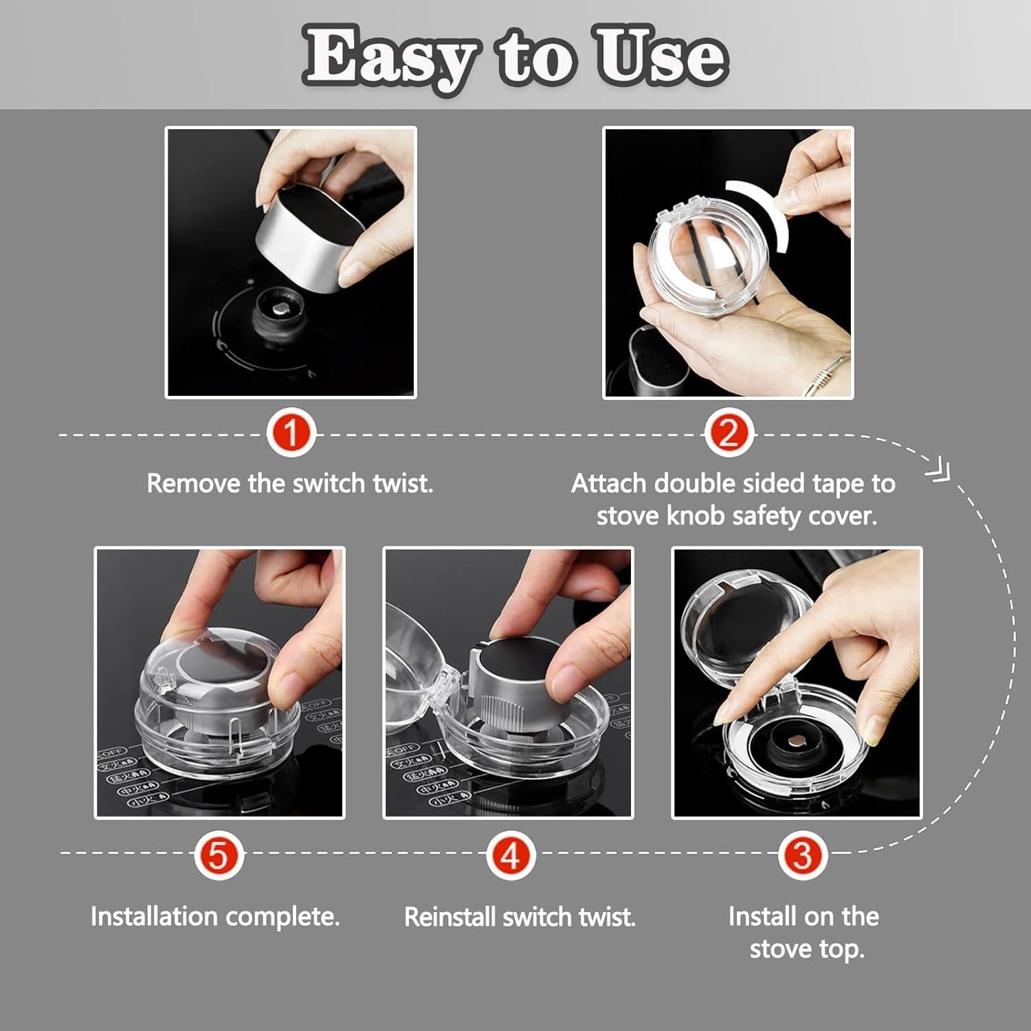 Cubiertas de Seguridad para Perillas de Estufa - 6 Piezas Negro