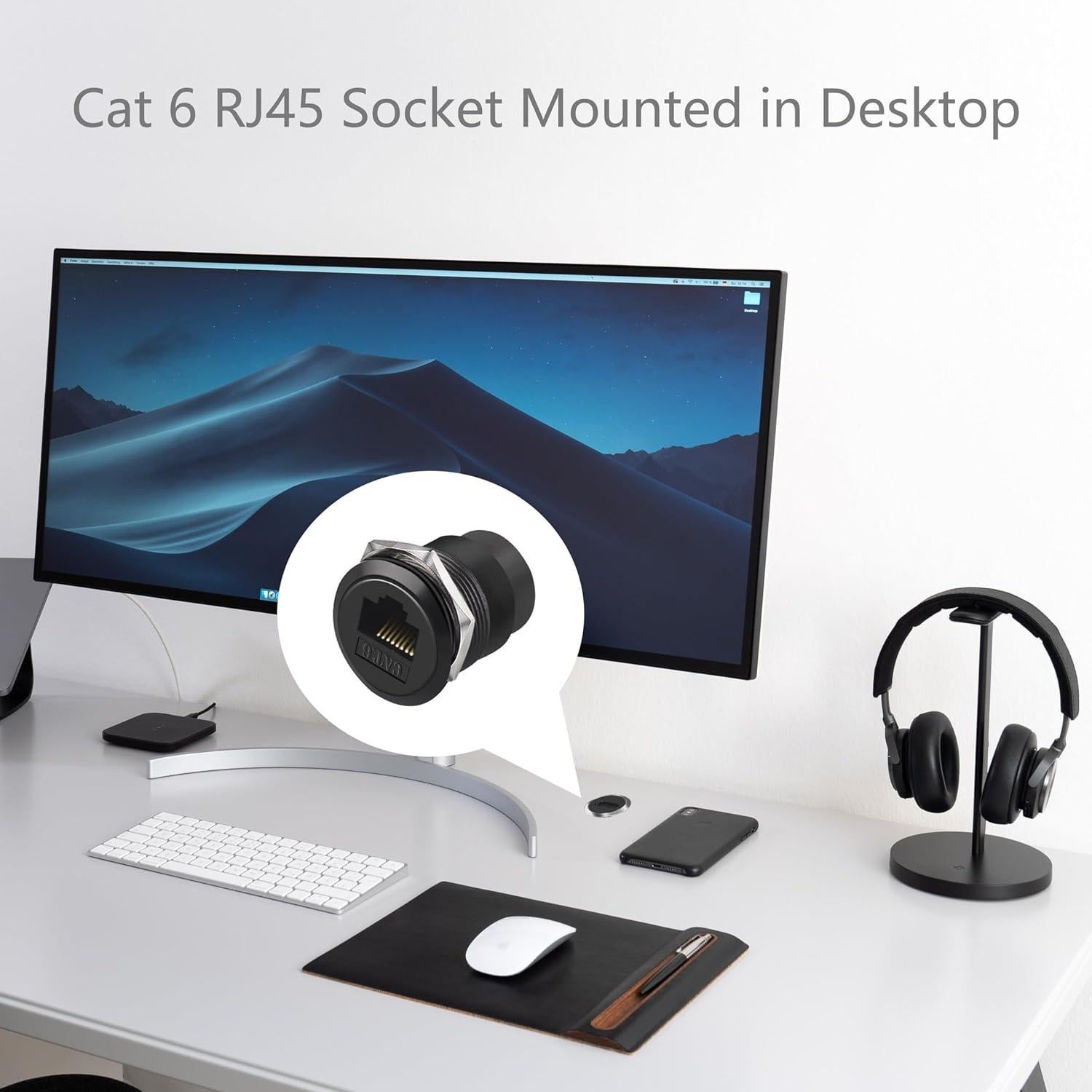 Adaptador de Montaje en Panel RJ45 Cat6A Hembra a Hembra 10 Gbps