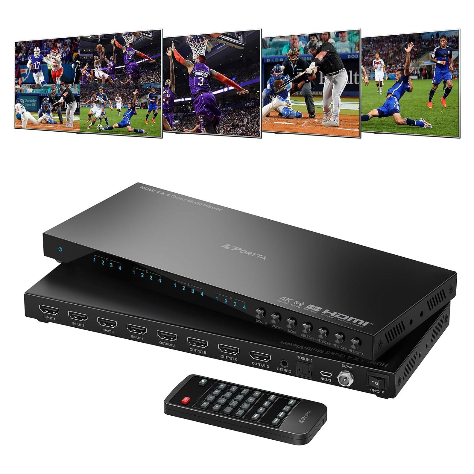 Conmutador HDMI 4K 4x4 PORTTA con 6 Modos de Visualización