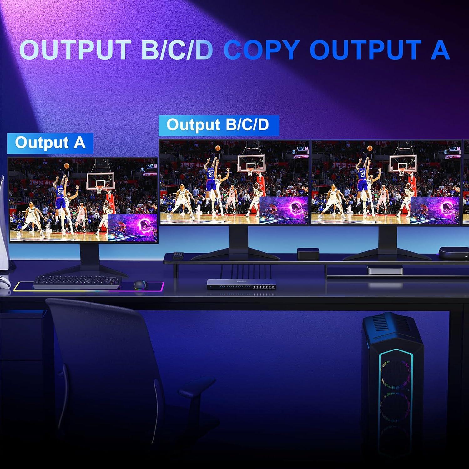 Conmutador HDMI 4K 4x4 PORTTA con 6 Modos de Visualización