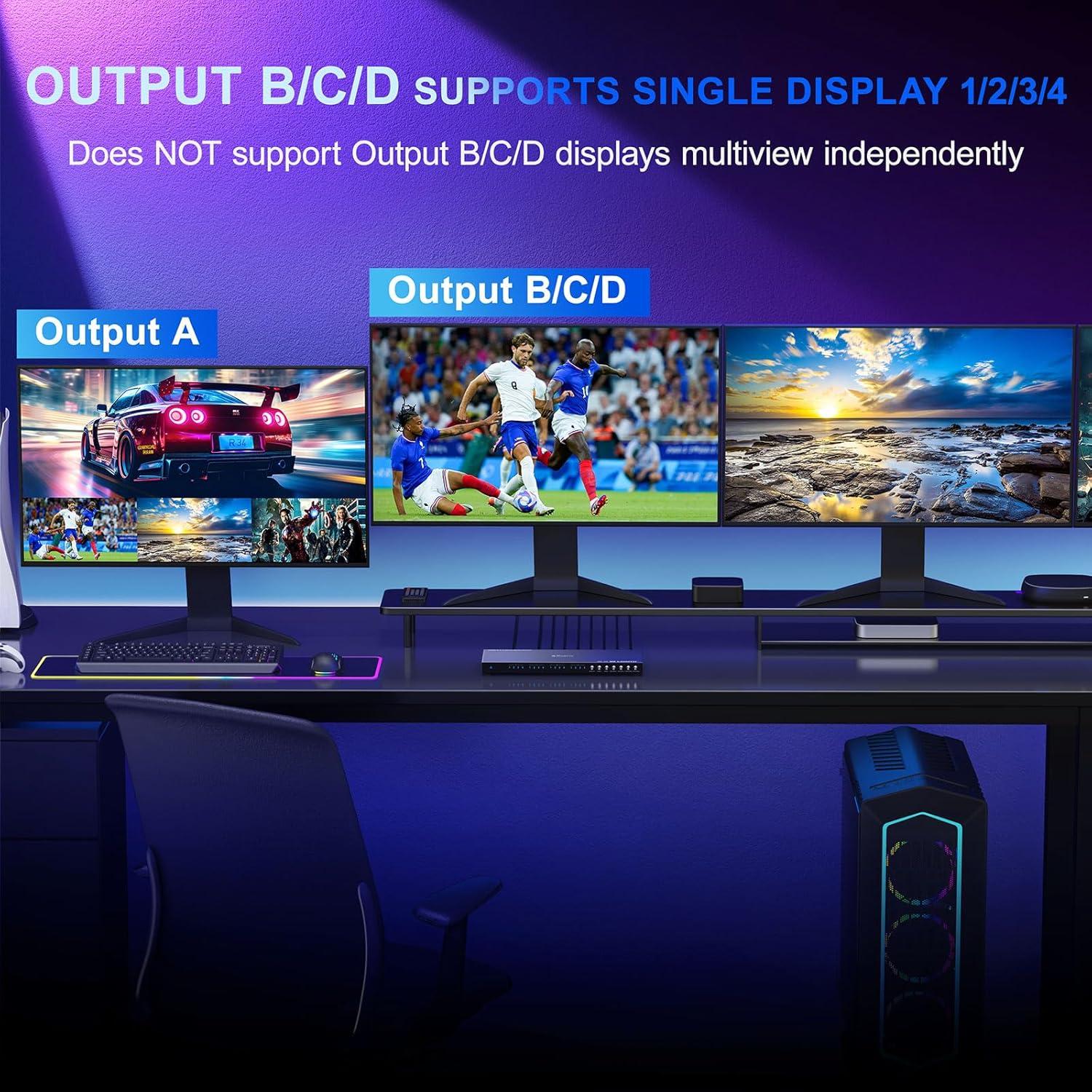 Conmutador HDMI 4K 4x4 PORTTA con 6 Modos de Visualización