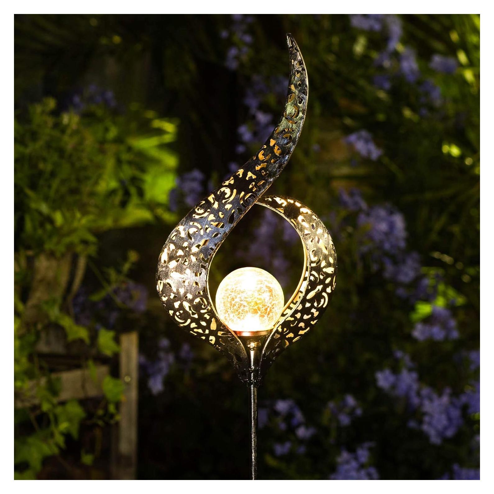 Luces Solares de Jardín HOMEIMPRO, LED Flor de Vidrio Impermeable