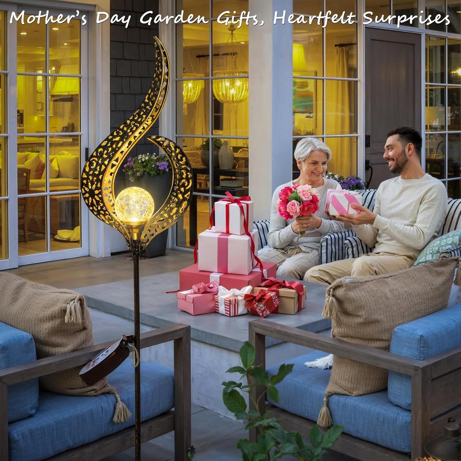 Luces Solares de Jardín HOMEIMPRO, LED Flor de Vidrio Impermeable