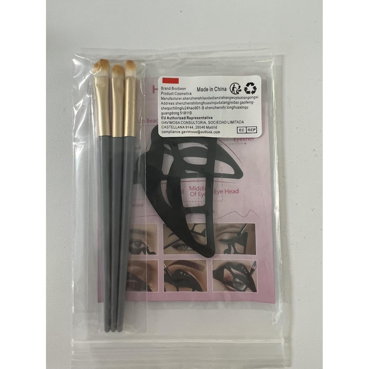 Plantilla de Maquillaje para Ojos Boobeen con 3 Pinceles