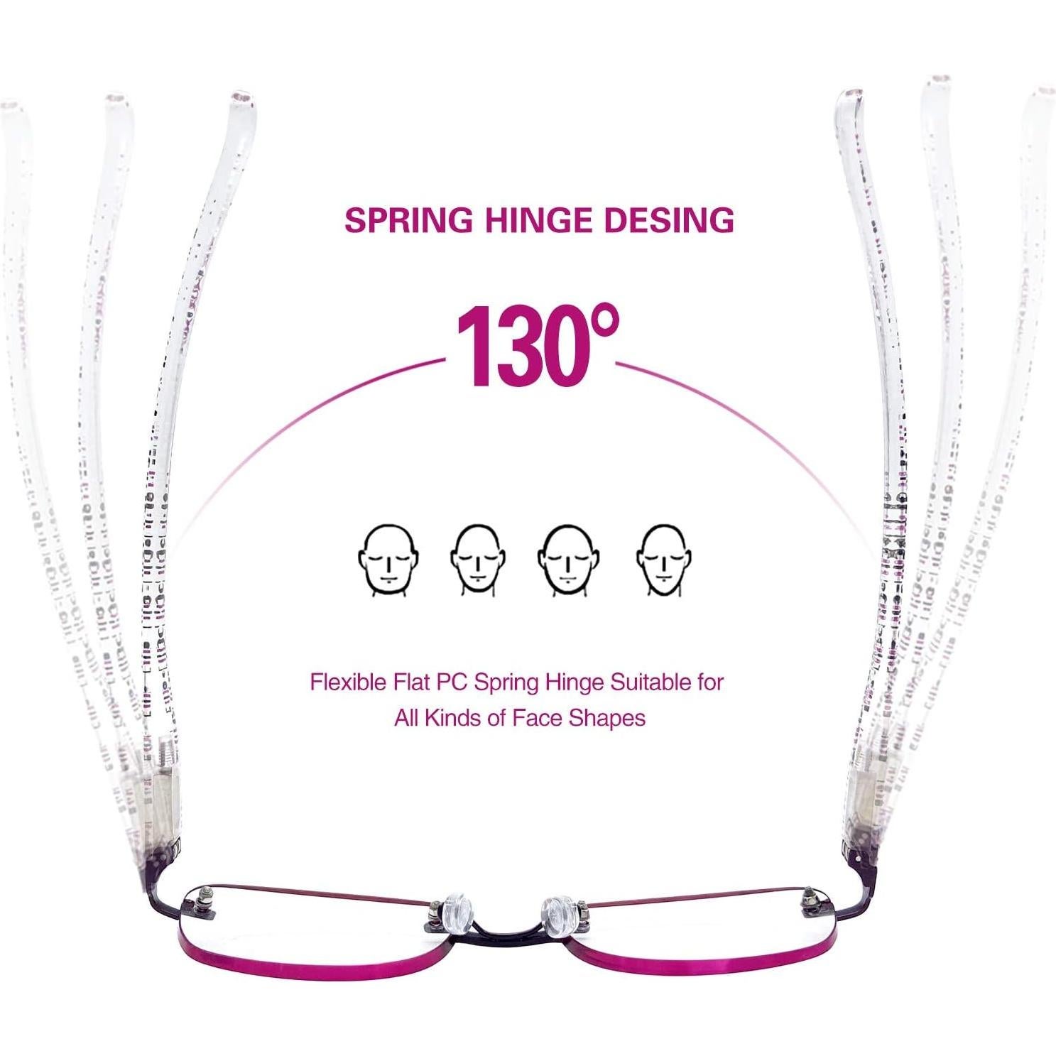 Gafas de lectura sin montura FEIVSN 3 pares rojos 2.25x