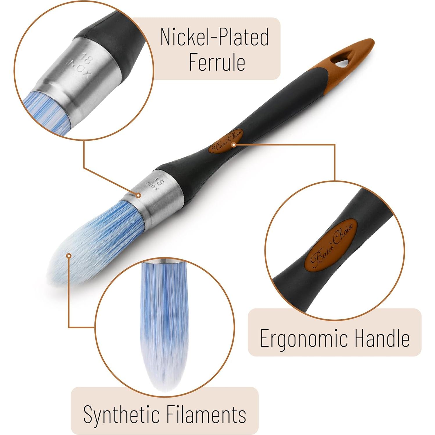 Brocha de Pintura Bates 1.9 cm Cerdas Sintéticas Mango Ergonómico