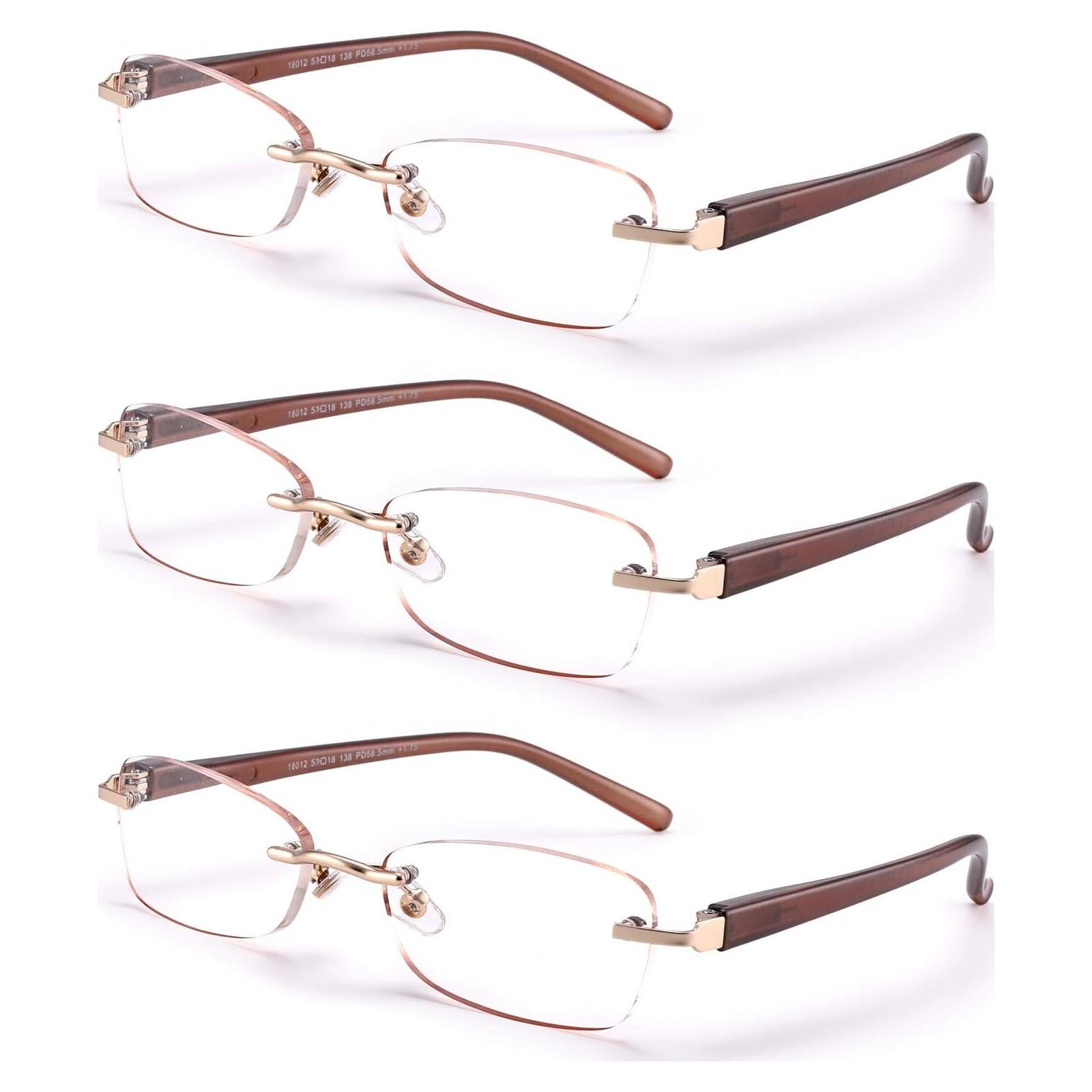 Gafas de lectura sin montura FEIVSN 3 pares 1.5x UV400