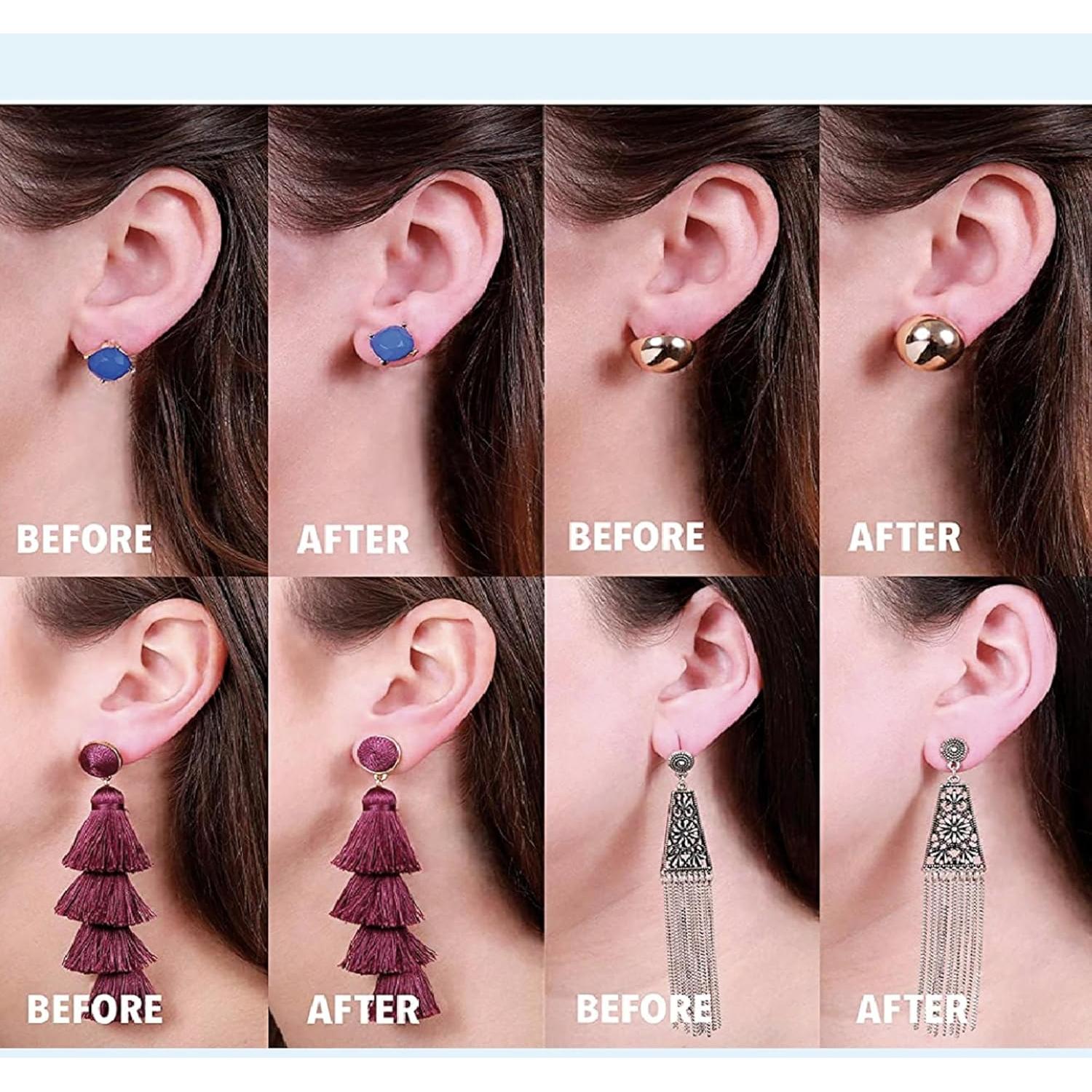 Earring Backs for Droopy Ears, 8 Pairs Hypoallergenic Earring Lifters Backs for Studs, Adjustable 18K Gold Secure Backs Repacements for Heavy Earrings