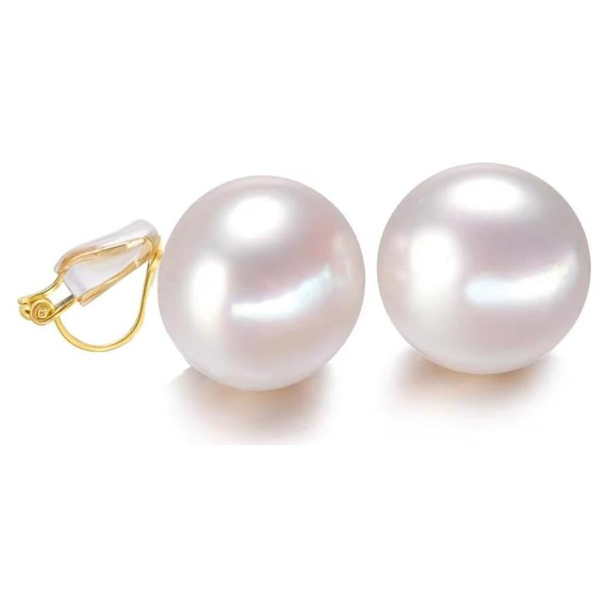 Pendientes de Clip de Perla TONLUYAX 10 mm Hipoalergénicos