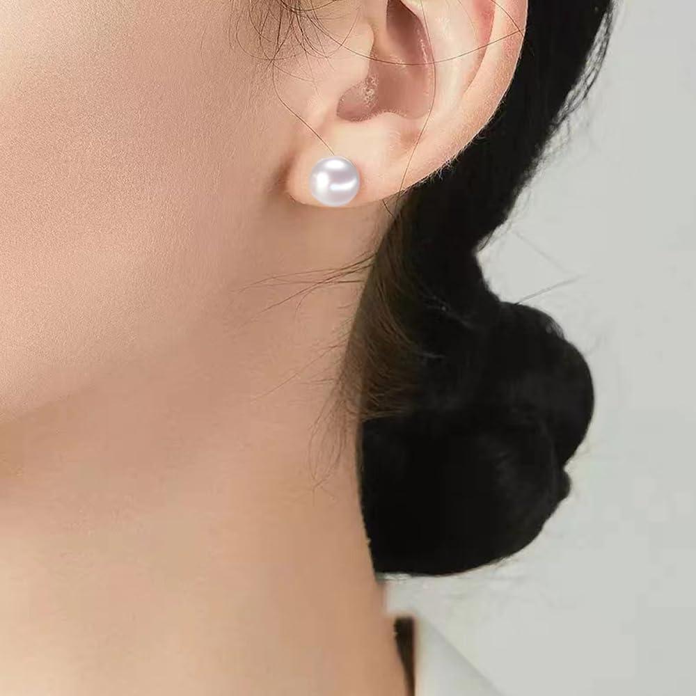 Pendientes de Clip de Perla TONLUYAX 10 mm Hipoalergénicos