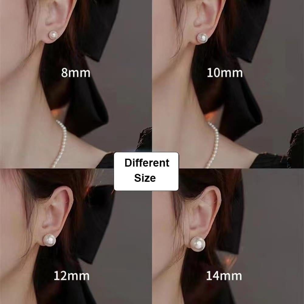 Pendientes de Clip de Perla TONLUYAX 10 mm Hipoalergénicos