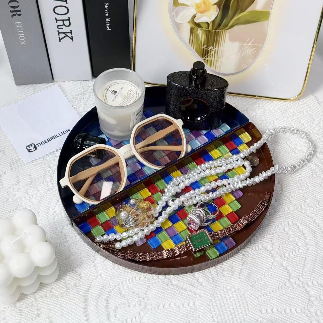 Bandeja de Joyería de Metal TIGERMILLION 21.6x10.8 cm Antideslizante