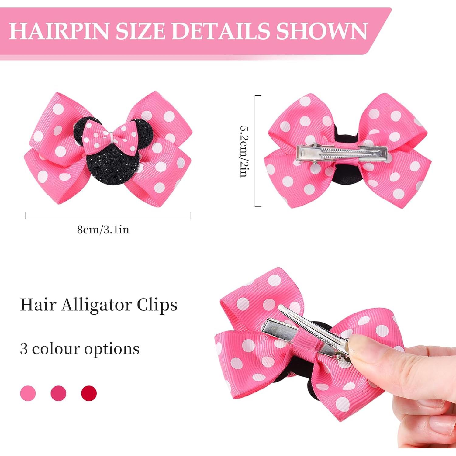 6 Clips de Cabello con Orejas de Ratón YHXX, 7.62 cm, 3 Colores