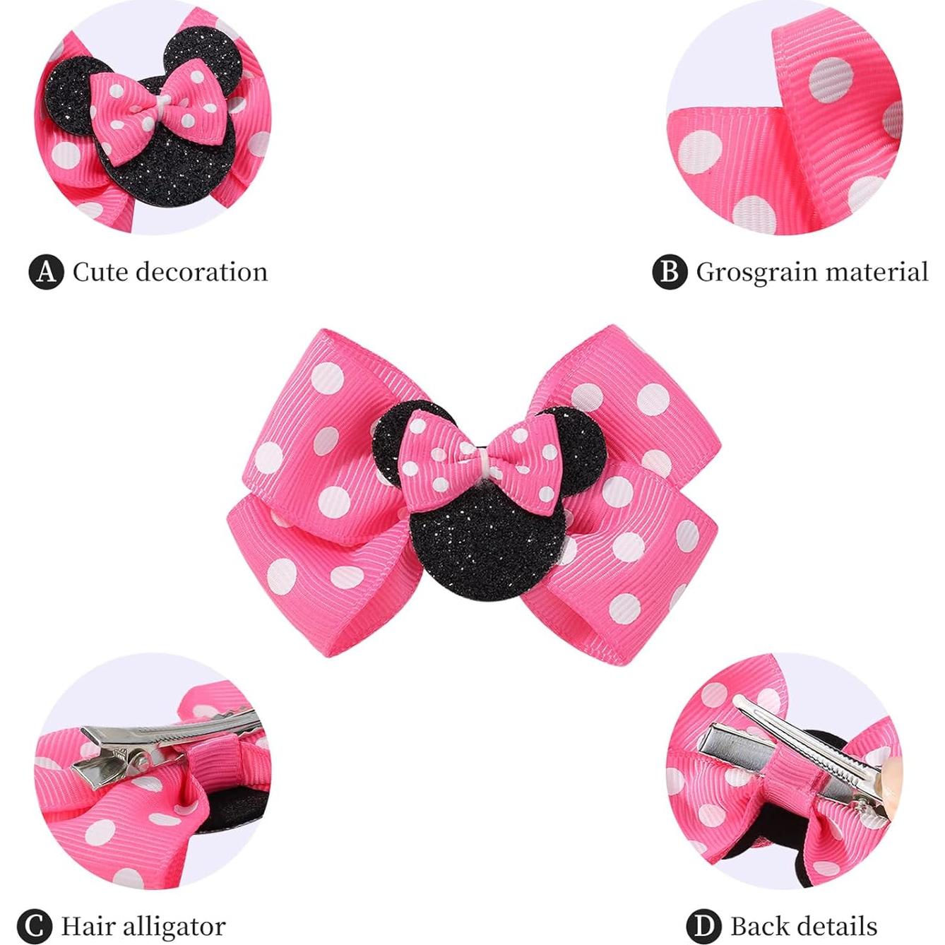 6 Clips de Cabello con Orejas de Ratón YHXX, 7.62 cm, 3 Colores