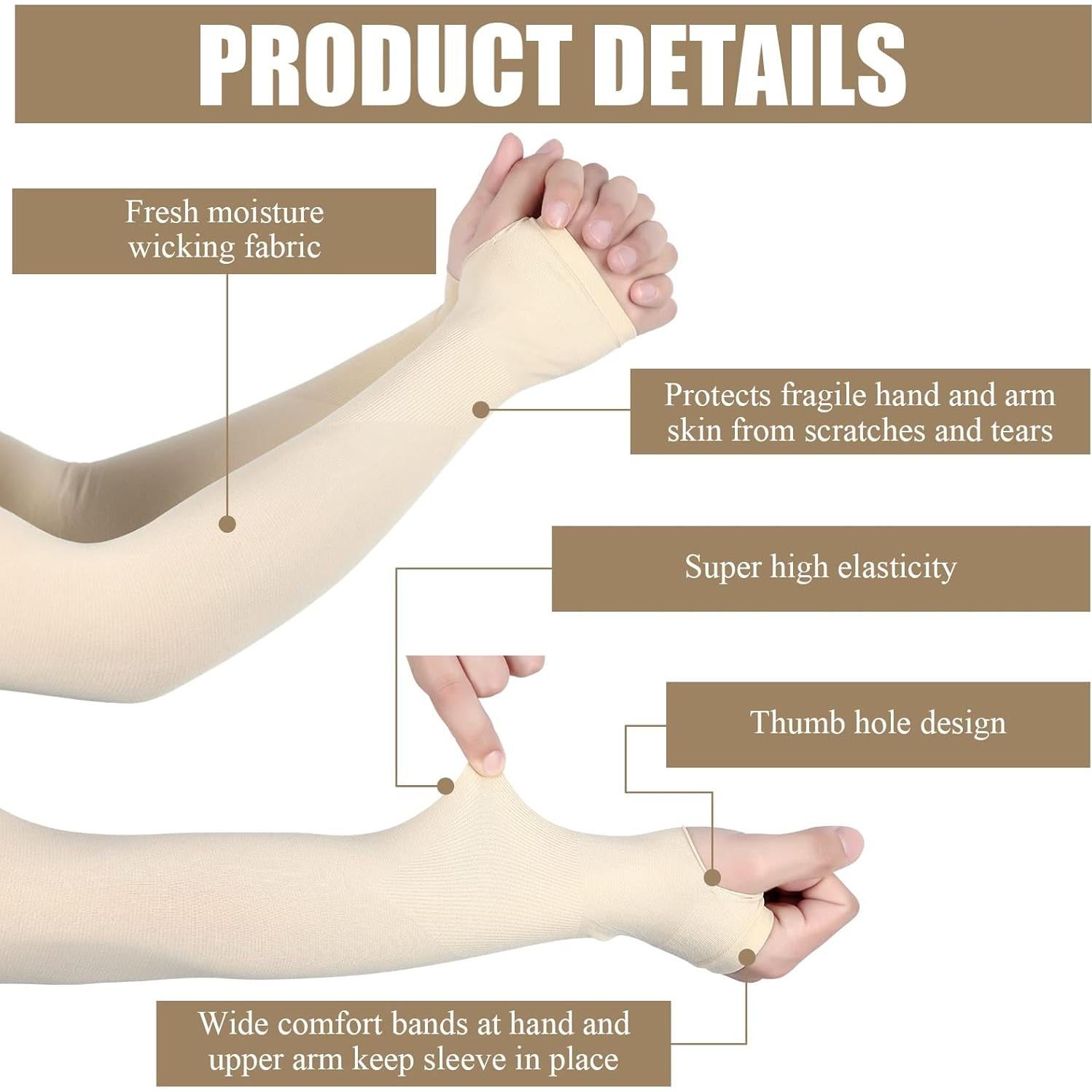 Eurzom 8 Pares Mangas Protectores para Piel Delgada