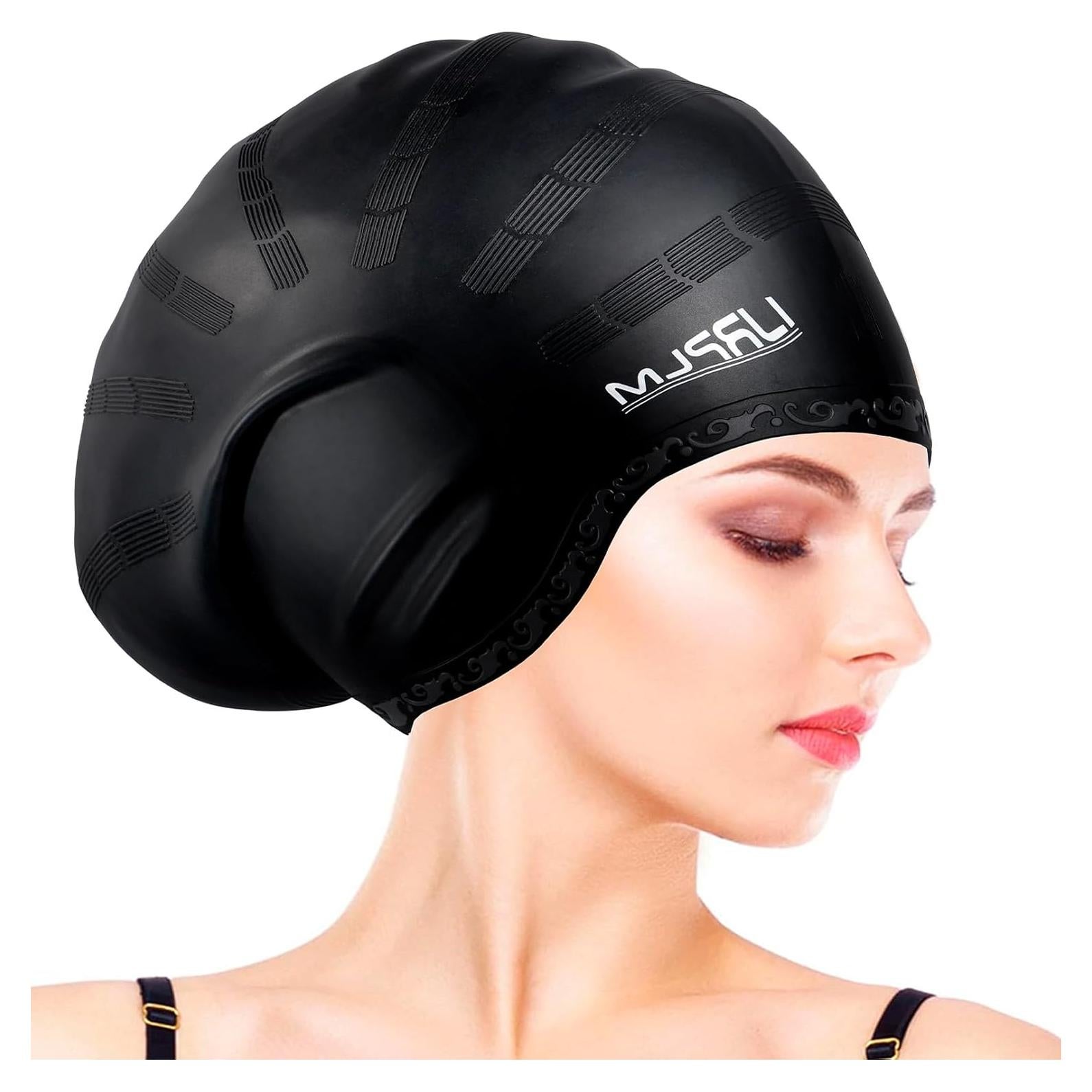 Gorro de Natación Silicona IJRPLM para Cabello Largo - Negro