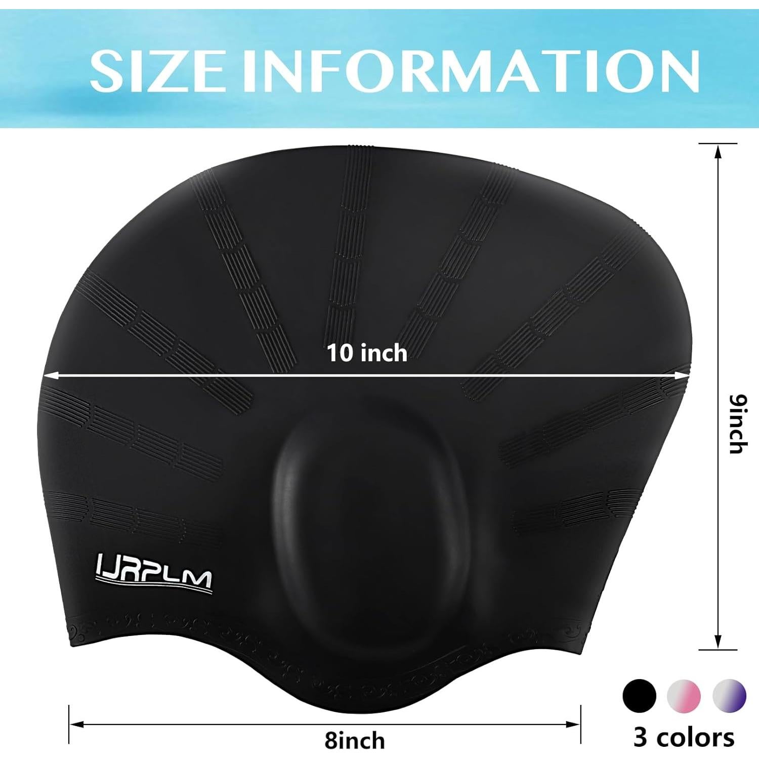 Gorro de Natación Silicona IJRPLM para Cabello Largo - Negro