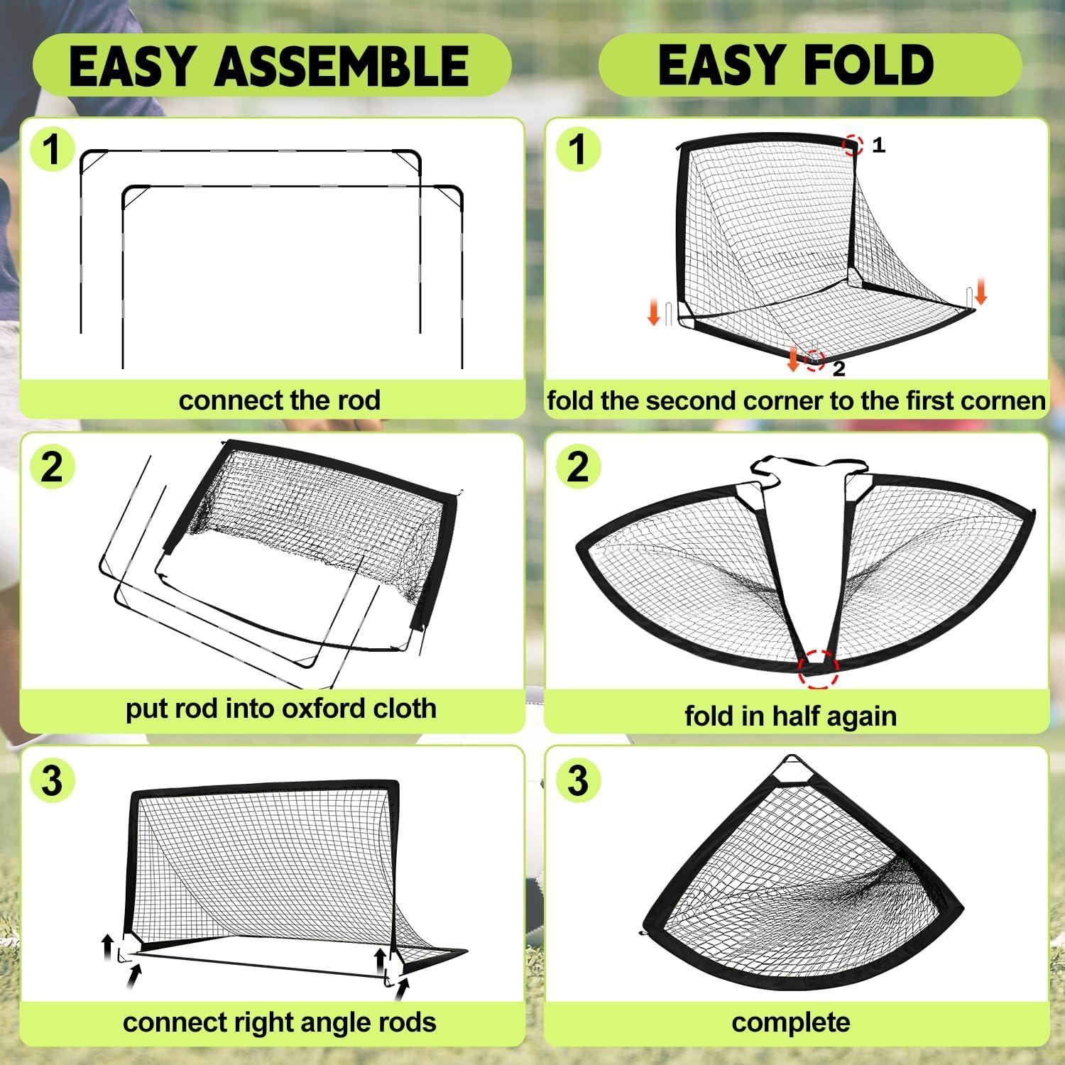 Portería de Fútbol Plegable Hoerlar 1.83x1.22m Set de 2