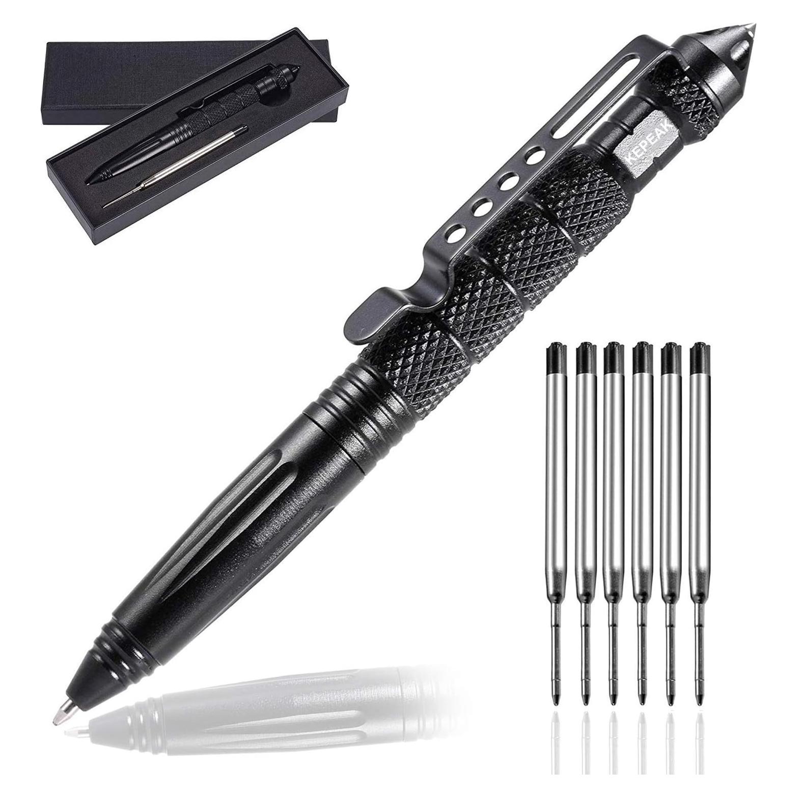 Bolígrafo Táctico KEPEAK con Rompevidrios y 6 Recargas