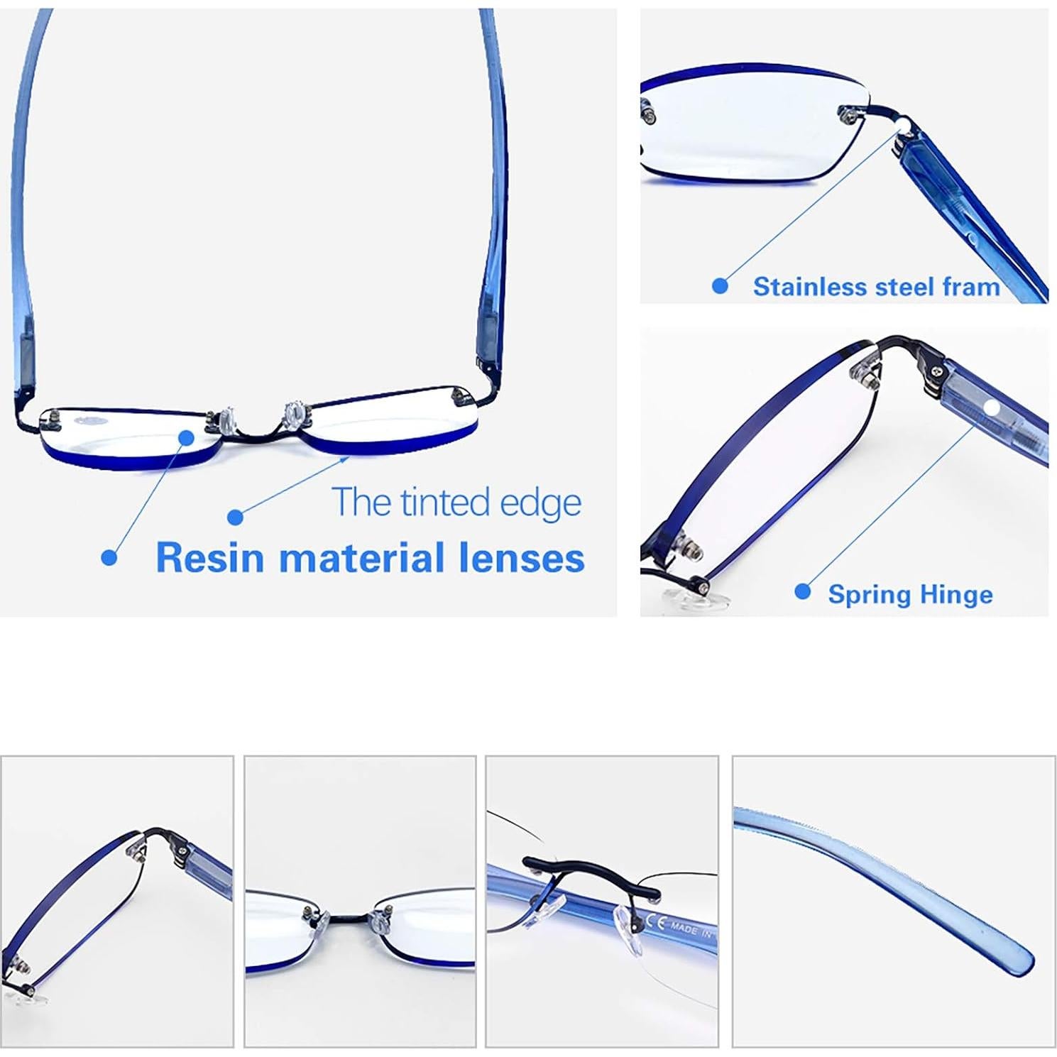 Gafas de lectura sin montura FEIVSN 3 pares 2.0x UV400