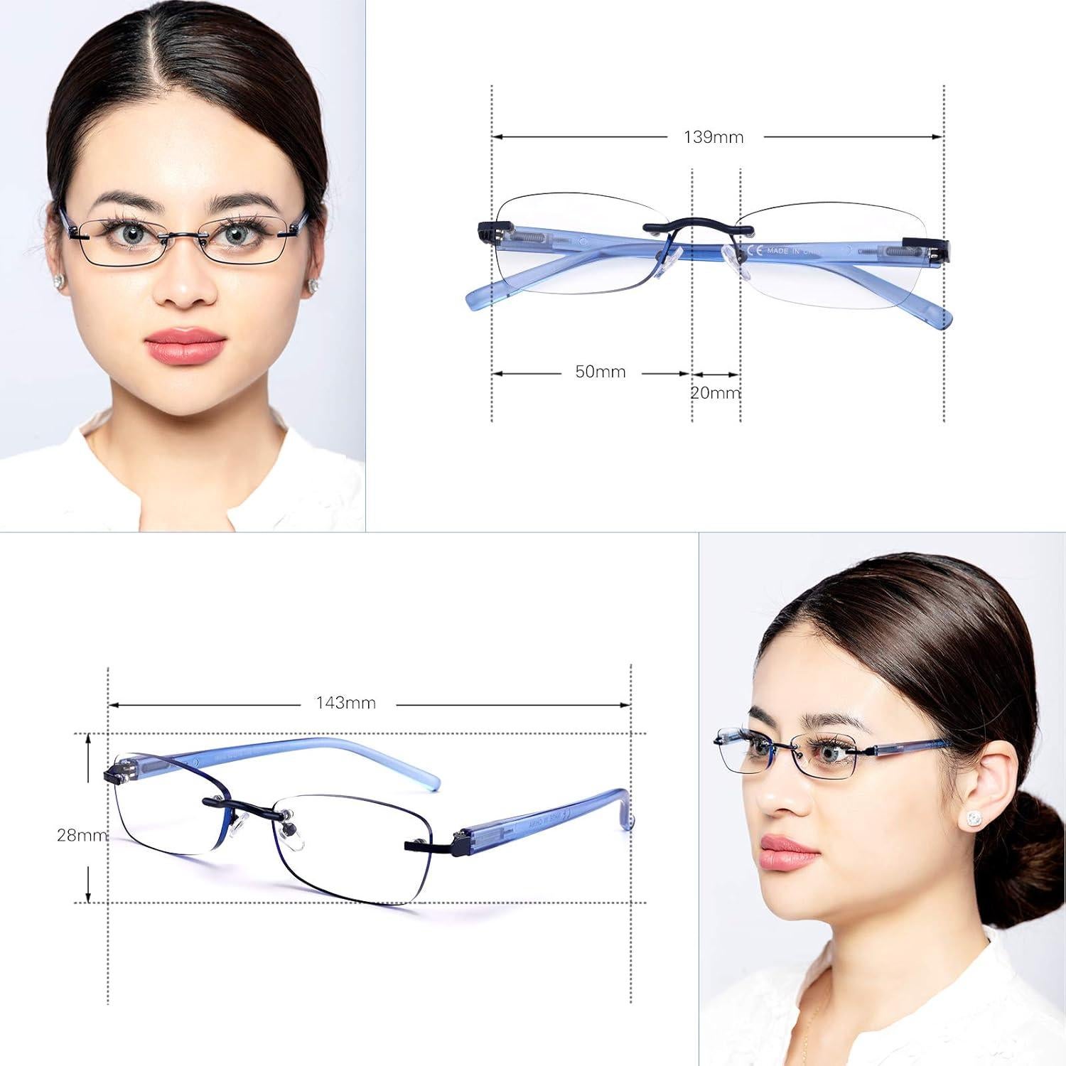 Gafas de lectura sin montura FEIVSN 3 pares UV 400 para mujeres