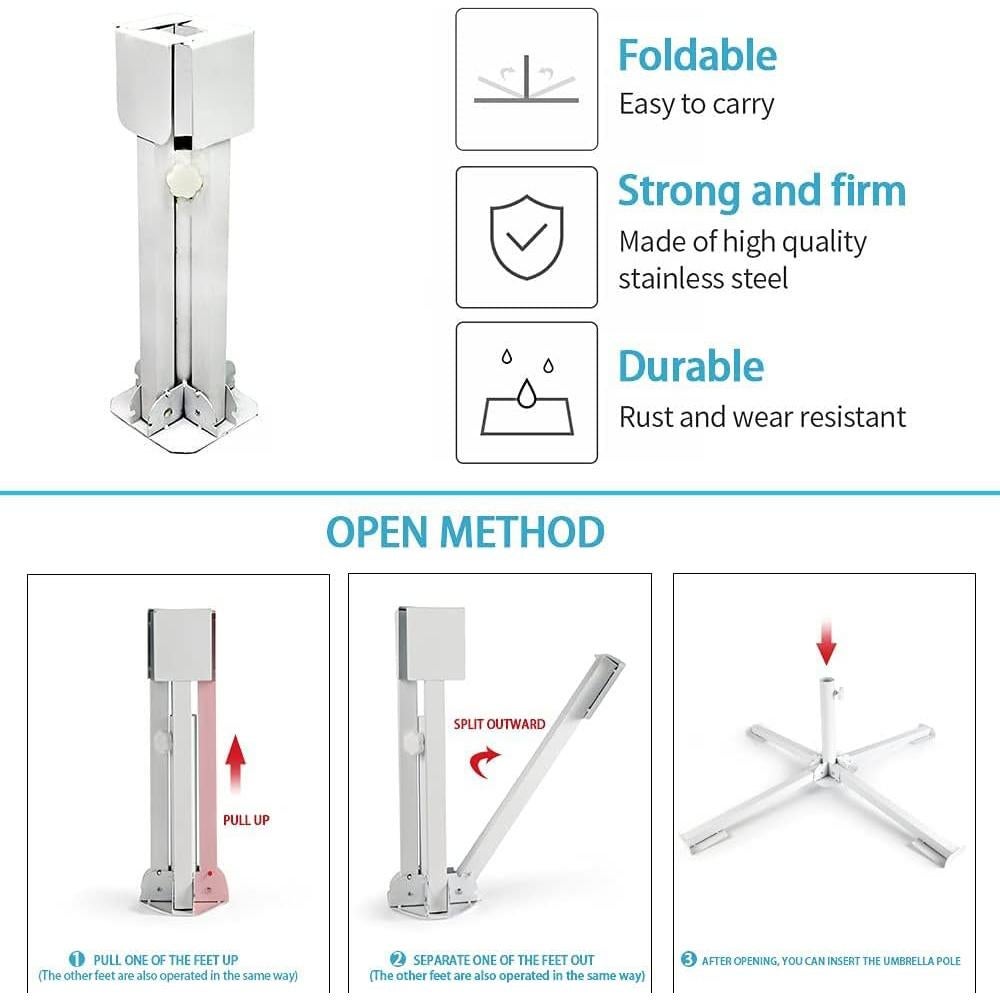 Soporte de Paraguas Plegable MILIMOLI - Base de Hierro a Prueba de Óxido
