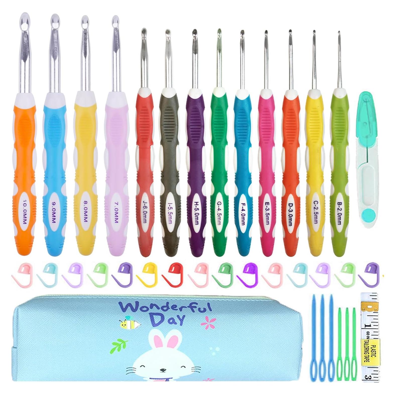 Juego de Ganchillos Ergonómicos Weabetfu 2mm a 10mm con Estuche