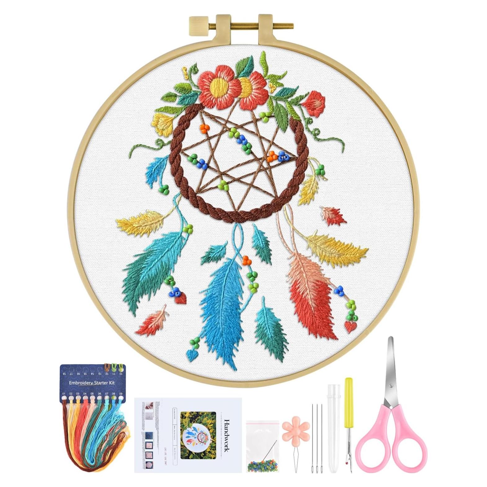 Kit de Bordado ERKOON Colibrí y Flor para Principiantes