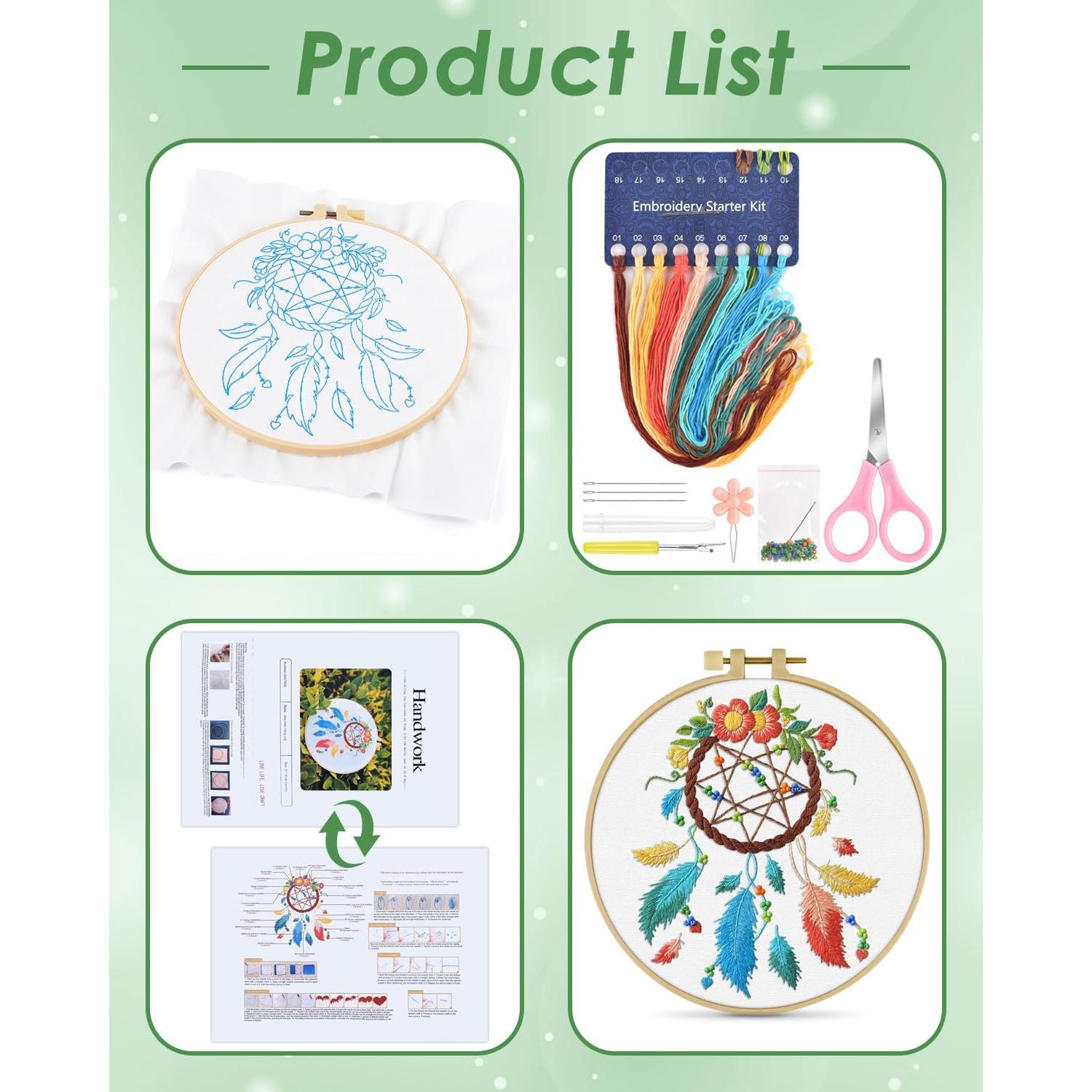 Kit de Bordado ERKOON Colibrí y Flor para Principiantes