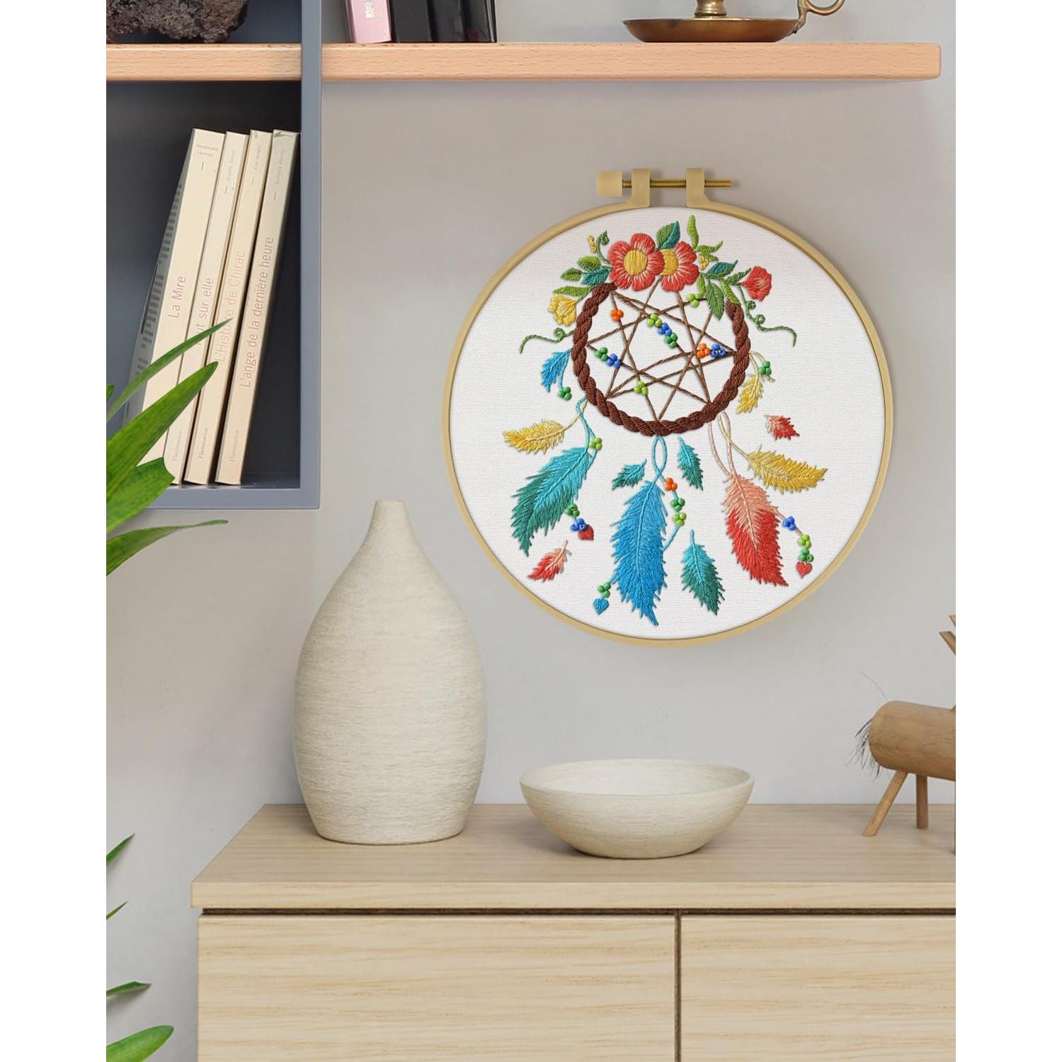 Kit de Bordado ERKOON Colibrí y Flor para Principiantes