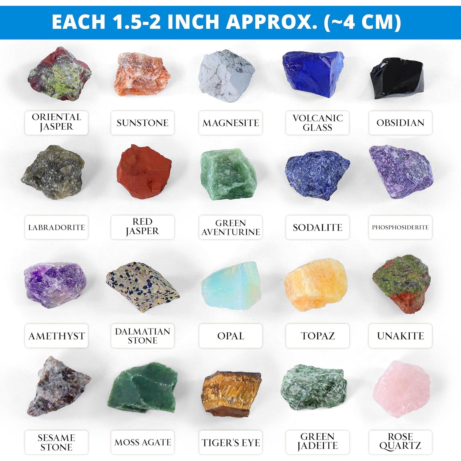 Kit de Rocas Jumbo PIBEX - 20 Piezas 3.8-5 cm con Tarjetas