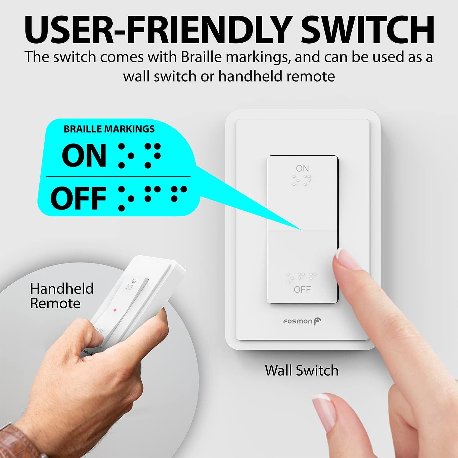 Interruptor de Luz Inalámbrico Fosmon C-10780US 15A 1875W