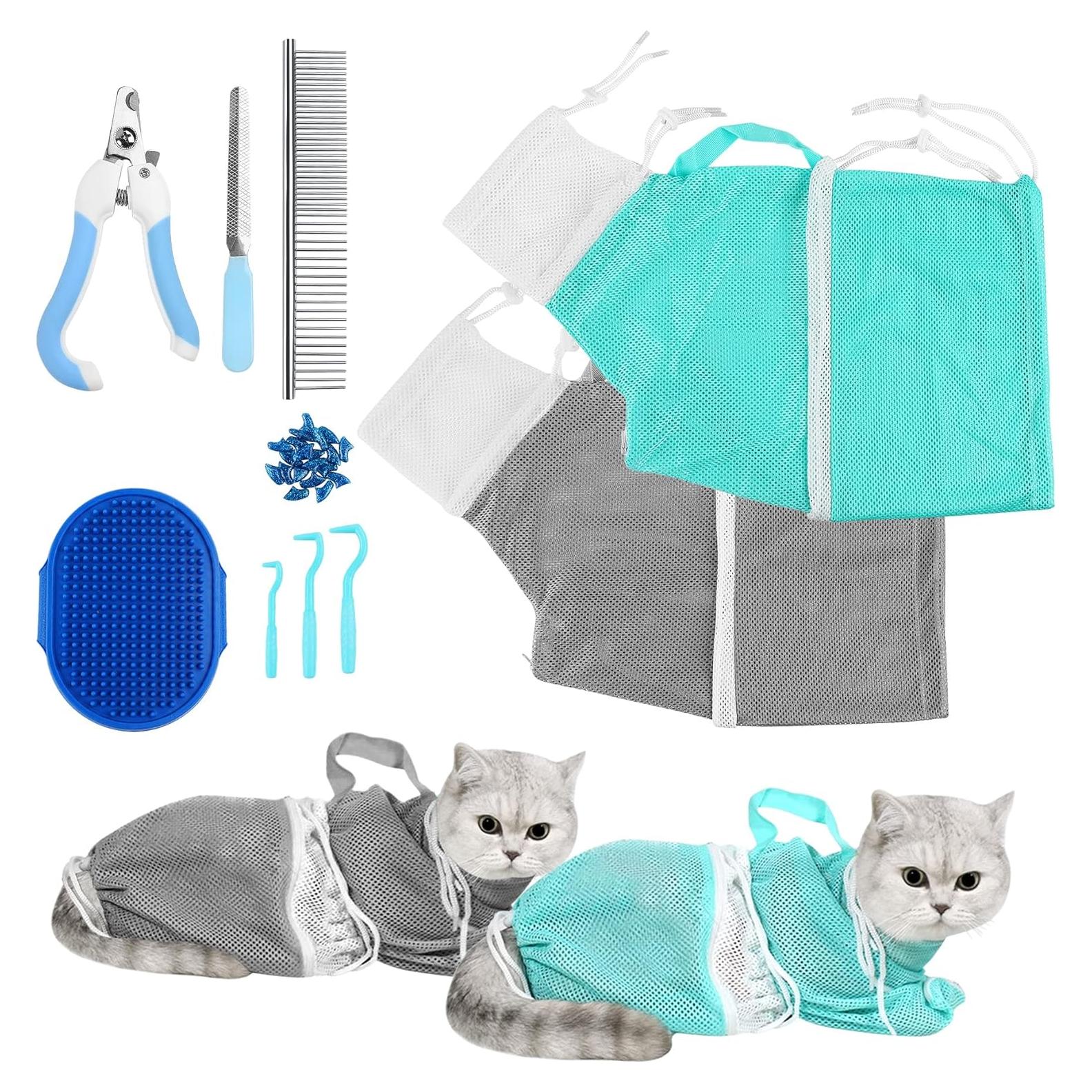 Juego de baño para gatos JULMELON 10 PCS con cepillo y cortauñas