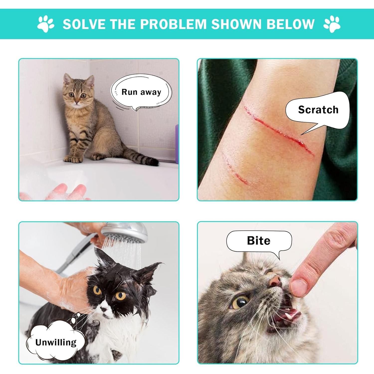 Juego de baño para gatos JULMELON 10 PCS con cepillo y cortauñas