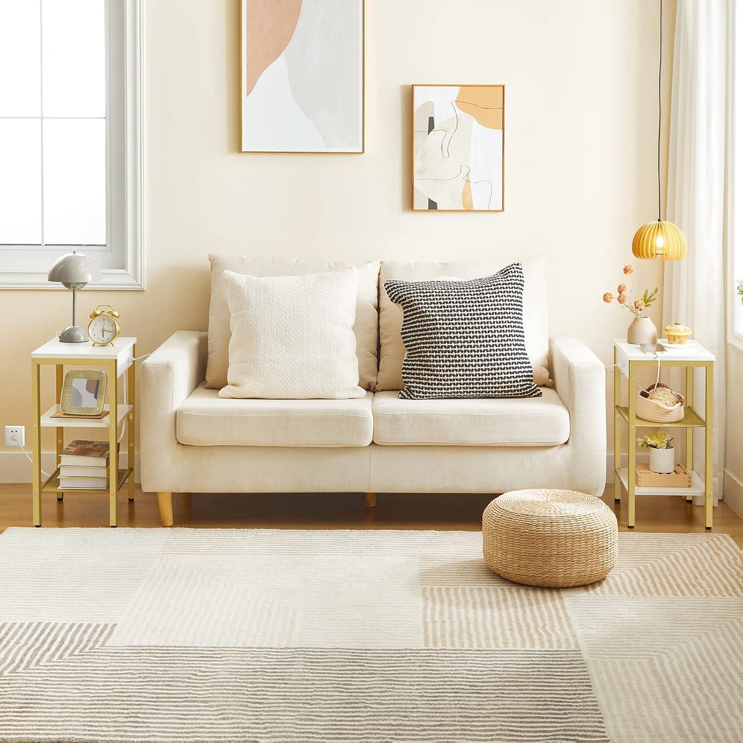 Mesa Lateral HOOBRO DW112BZ01G1 con Carga USB y 3 Estantes