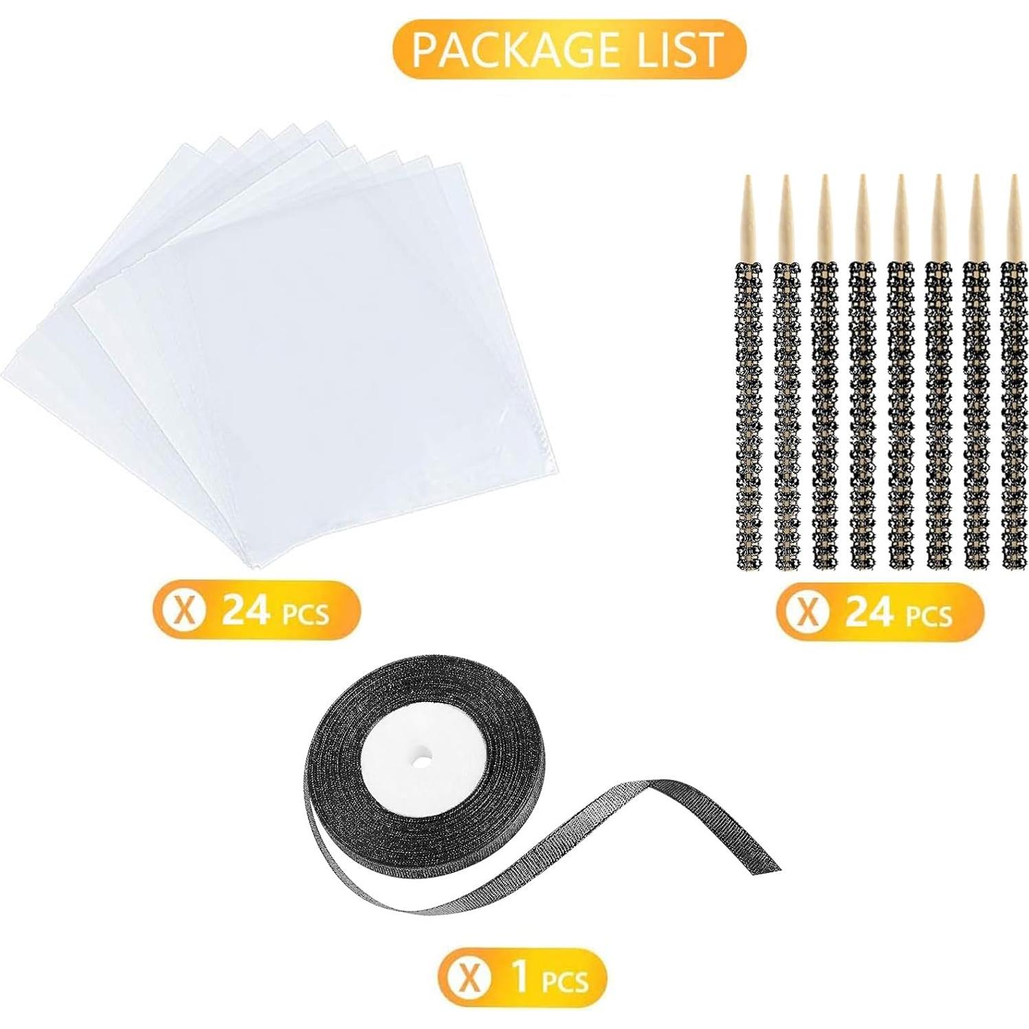 Paquete de 24 Palitos de Bambú Brillantes para Manzanas de Caramelo