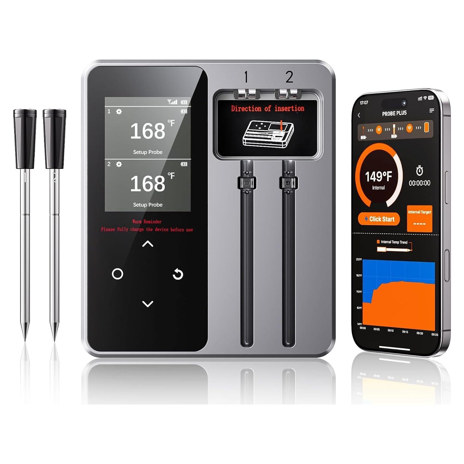 Termómetro de Carne Inalámbrico Bluetooth Newise BMT02 con 2 Probes