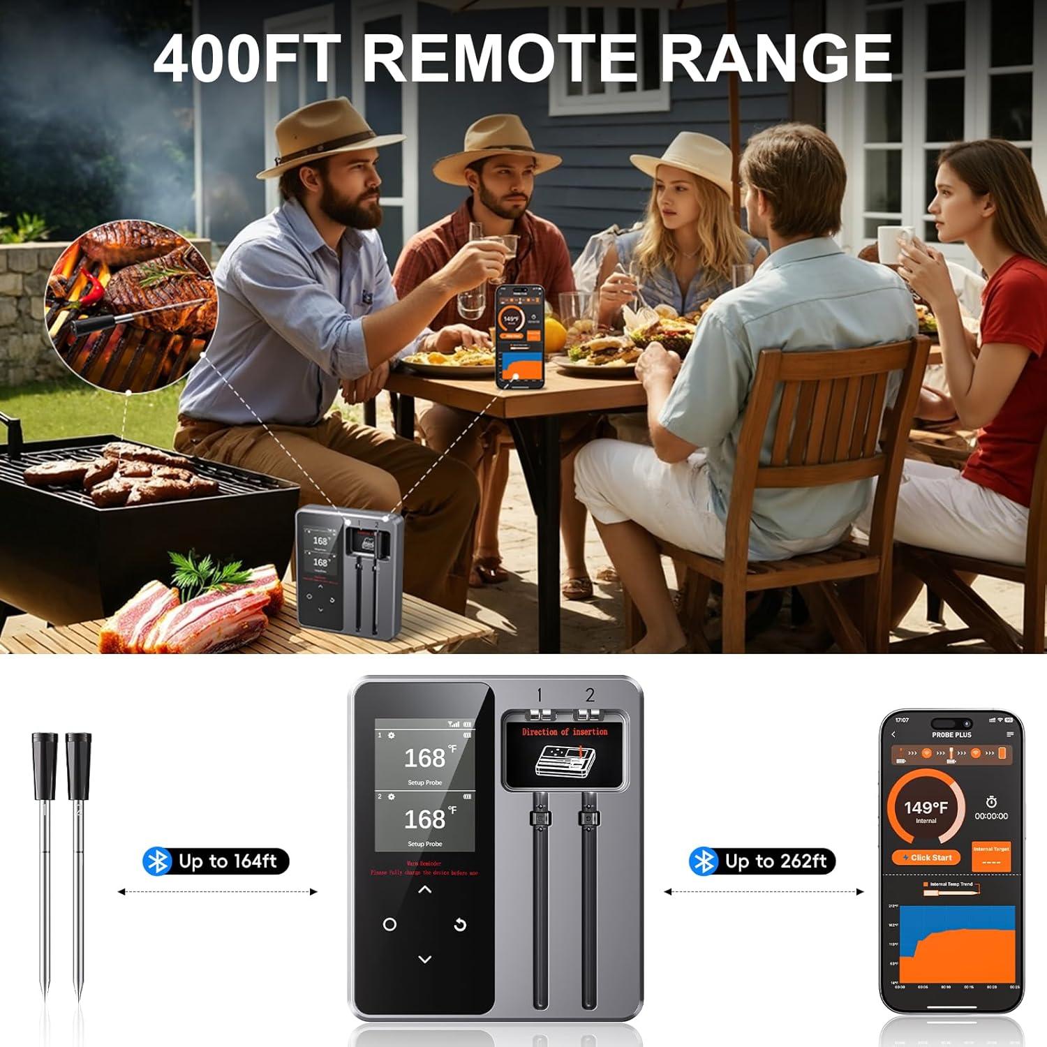 Termómetro de Carne Inalámbrico Bluetooth Newise BMT02 con 2 Probes
