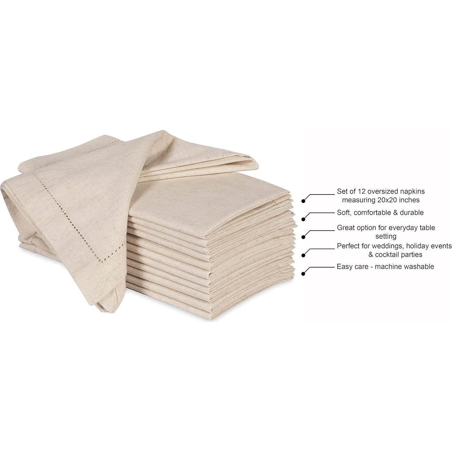 Servilletas de tela Hausattire 50x50 cm - Juego de 12 Natural