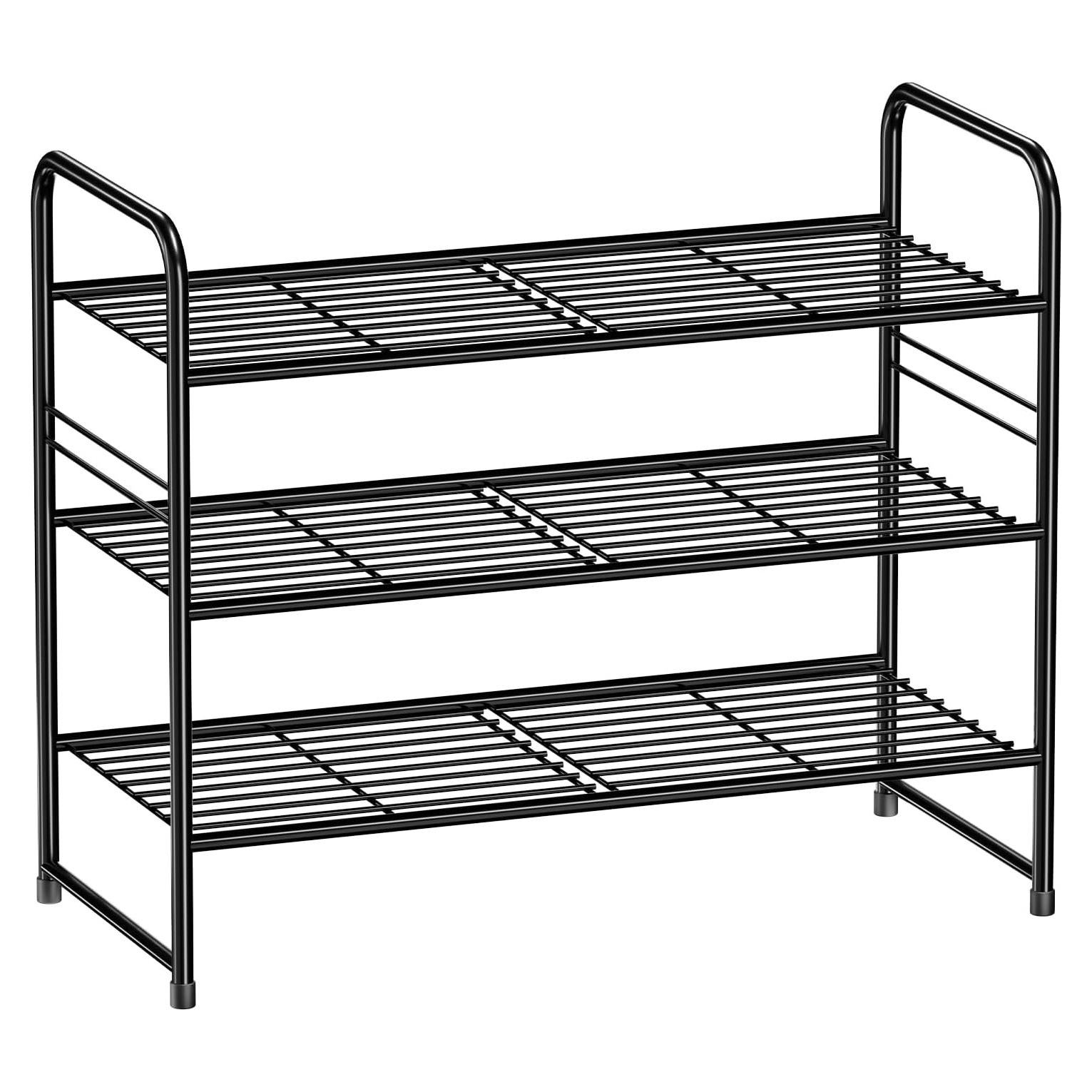 Estante para Zapatos MWQ 3 Niveles Apilable Negro