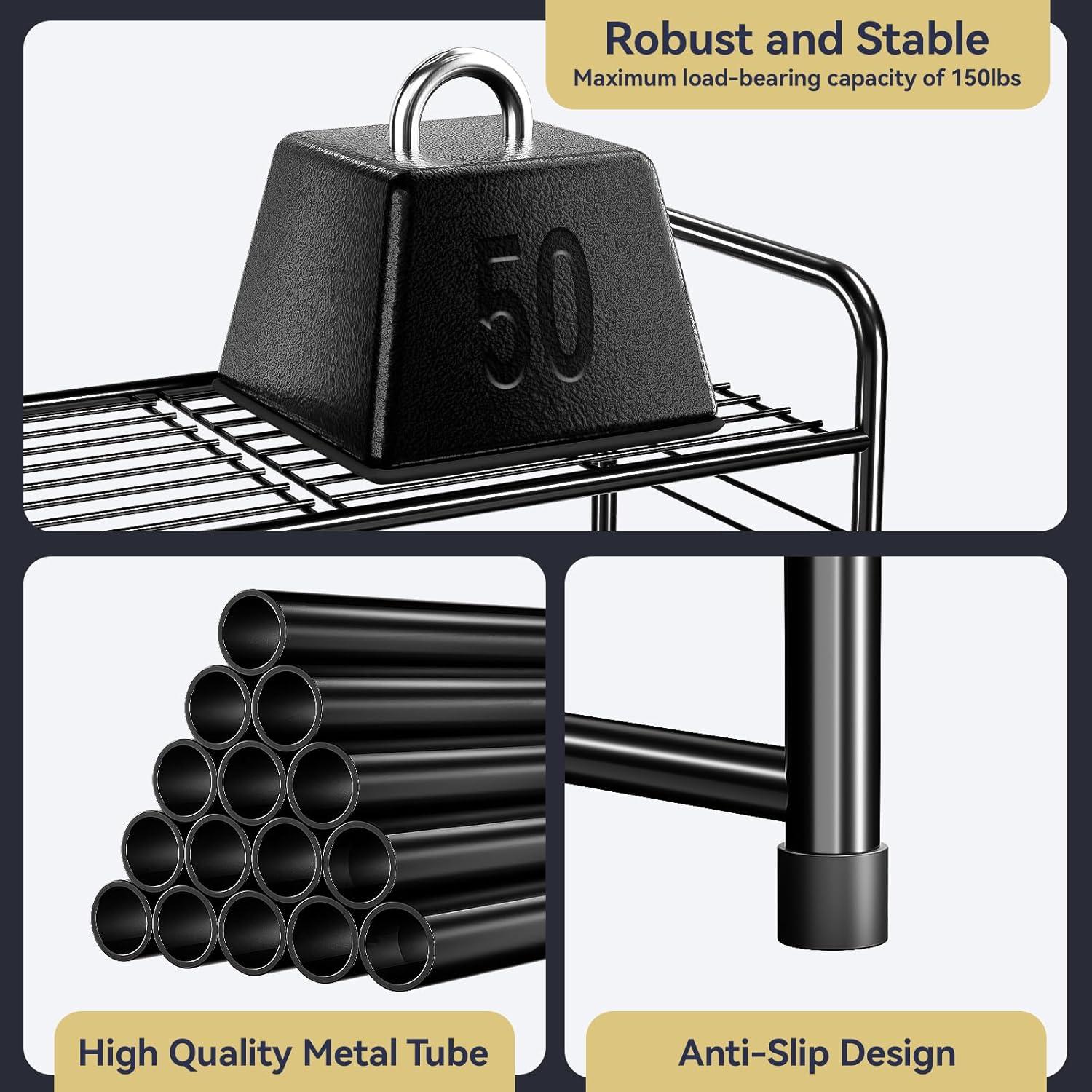 Estante para Zapatos MWQ 3 Niveles Apilable Negro