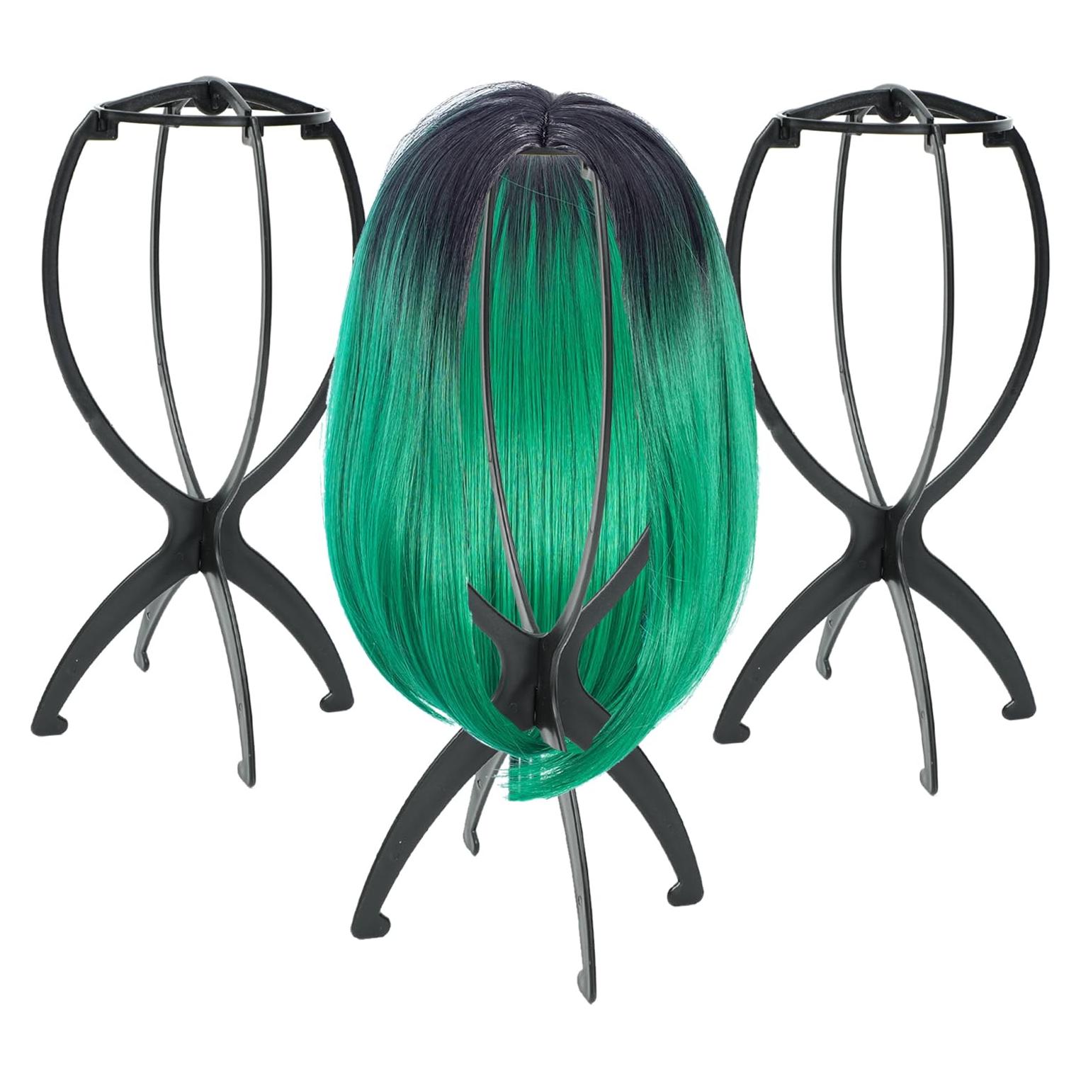 Paquete de 3 Soportes Plegables para Pelucas USHUIUS Negro