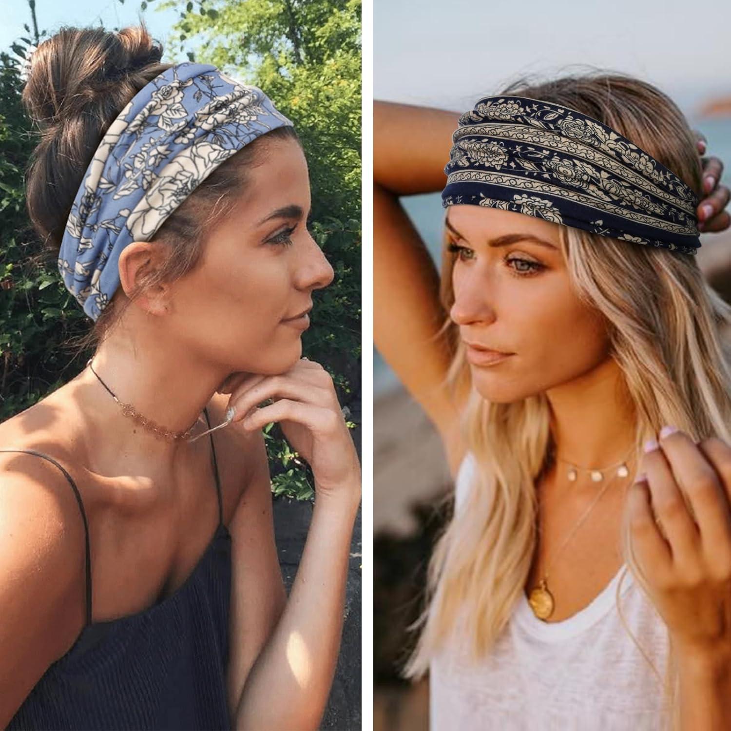 Diademas Elásticas para Mujeres Huachi - Paquete de 6 Estilo Boho
