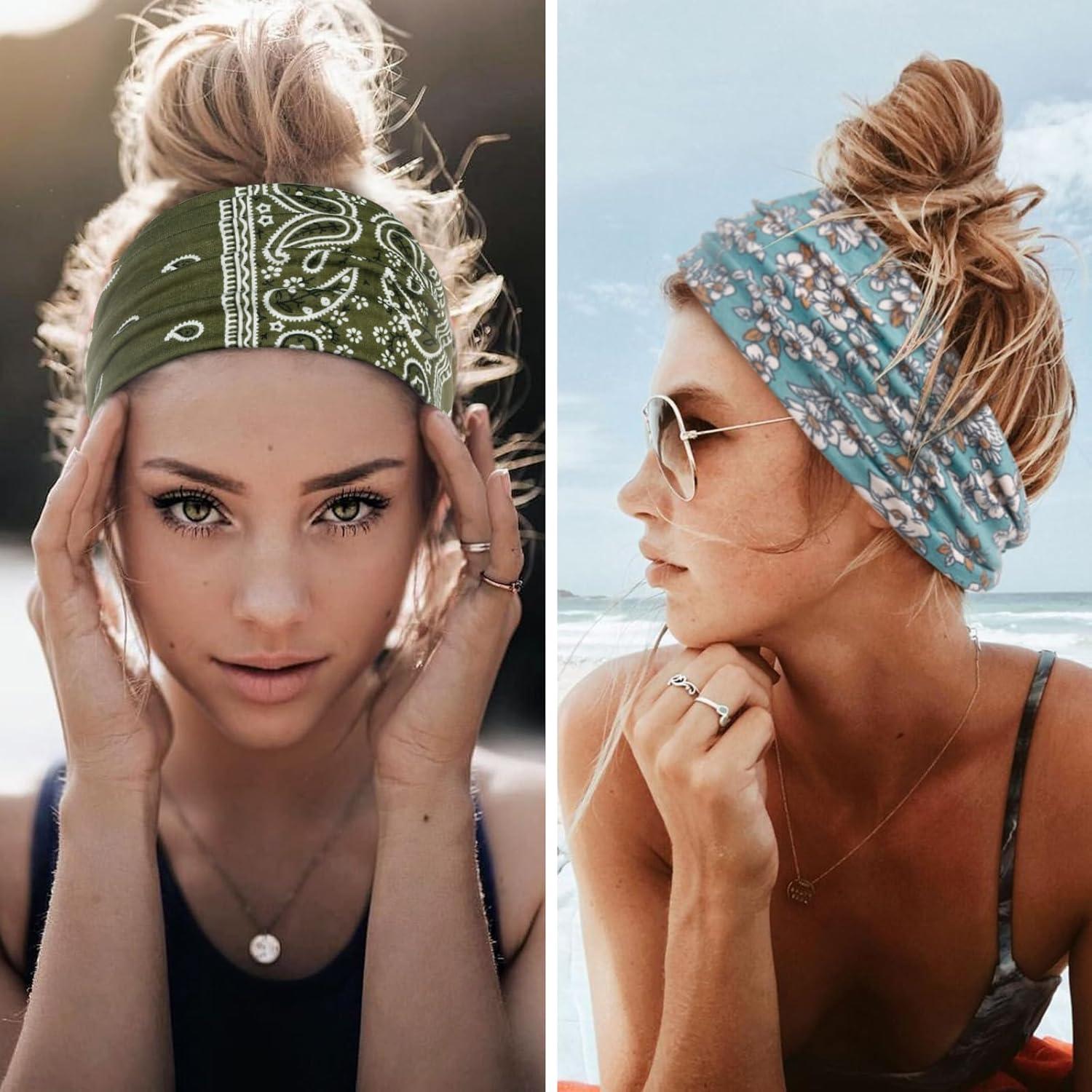 Diademas Elásticas para Mujeres Huachi - Paquete de 6 Estilo Boho
