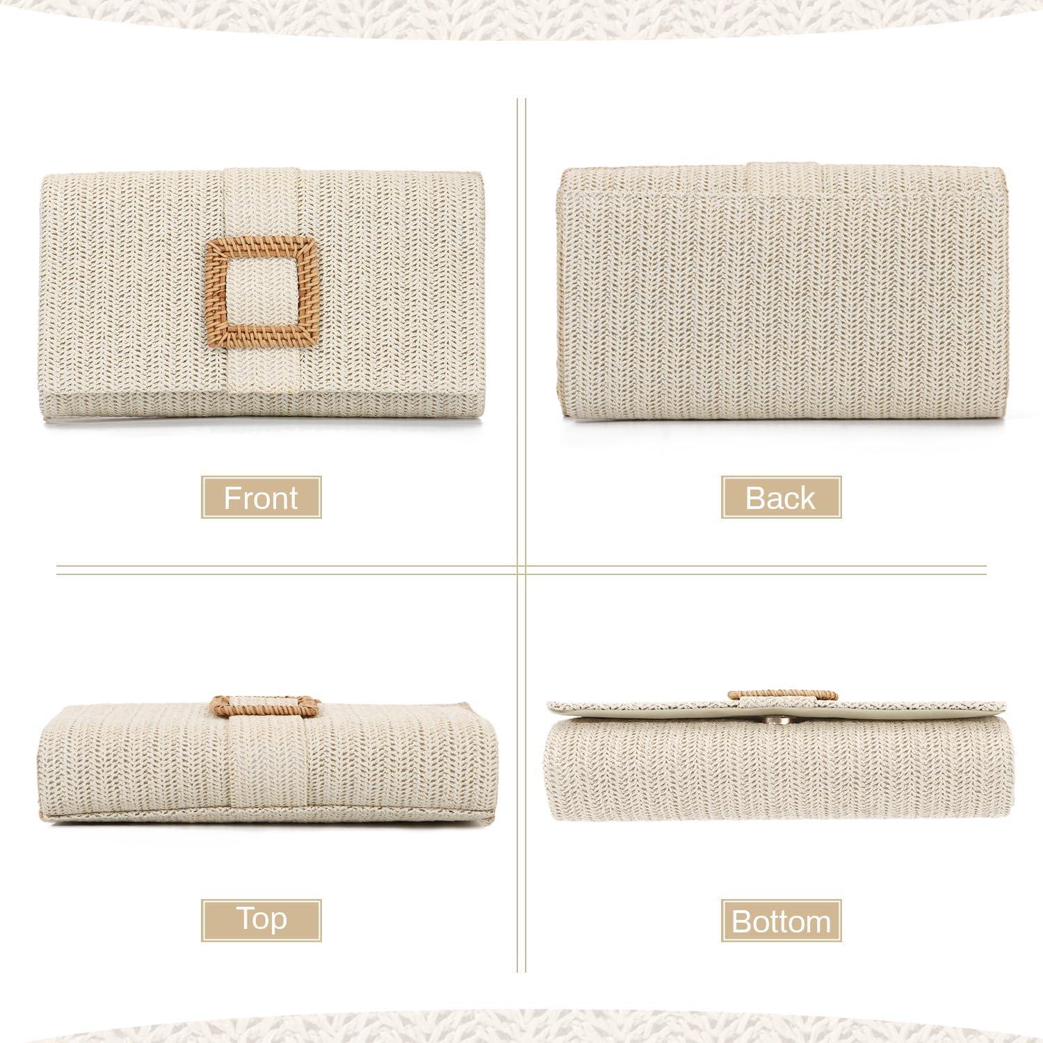 Bolso de mano de paja LUI SUI para mujeres, 24.5x6.5x13 cm