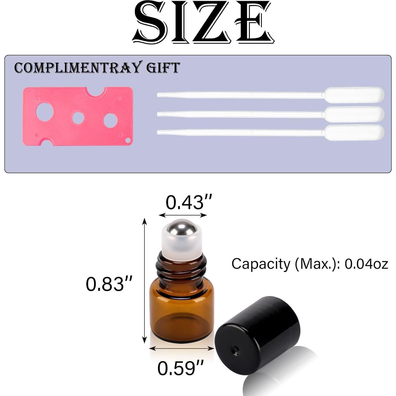 30 Botellas de Vidrio Ámbar 1ml con Rodillo RAMFIYN - A Prueba de Fugas